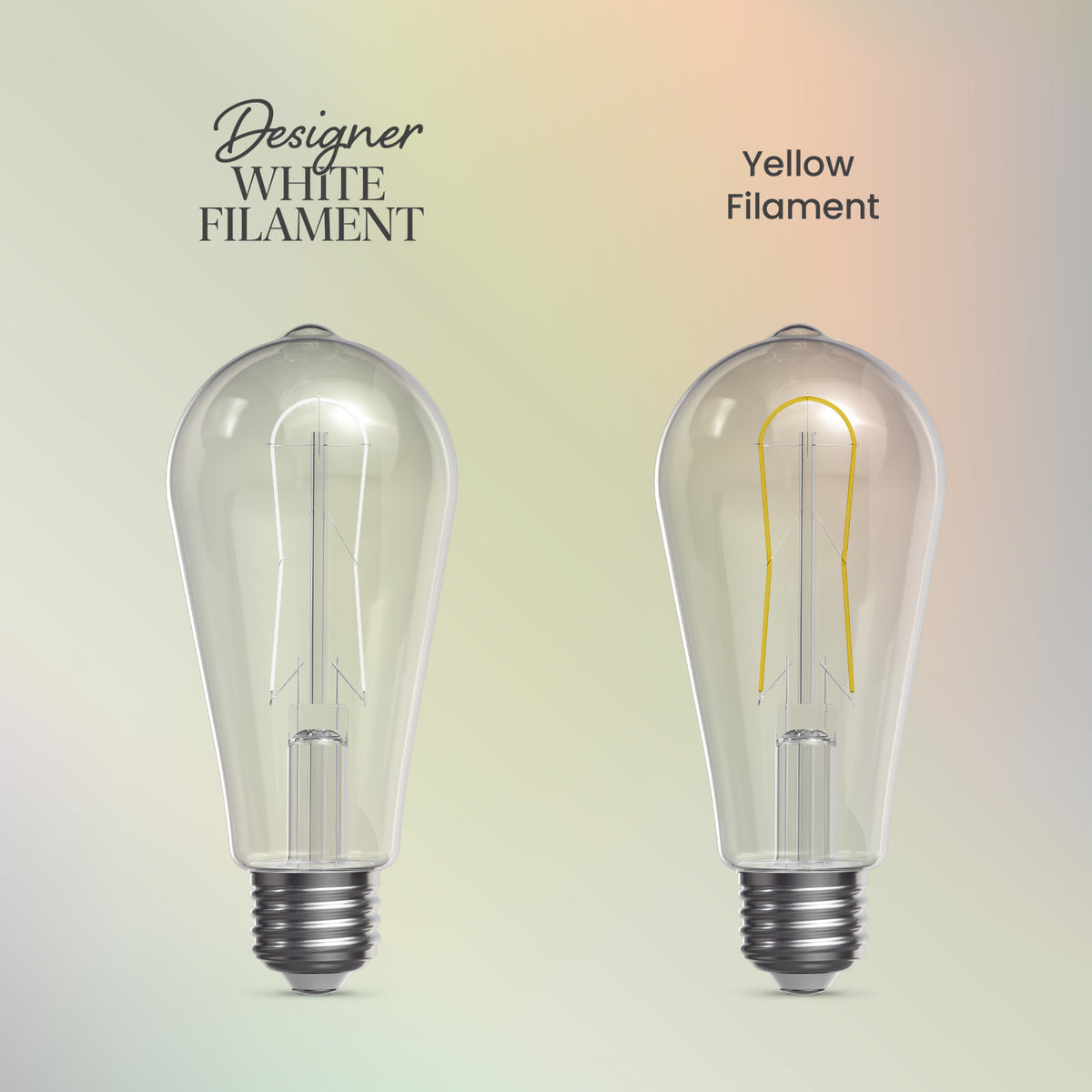 5.5W (60W Replacement) ST19 E26 Dimmable Designer U White Filament Edison LED Bulb, Daylight (2-Pack)