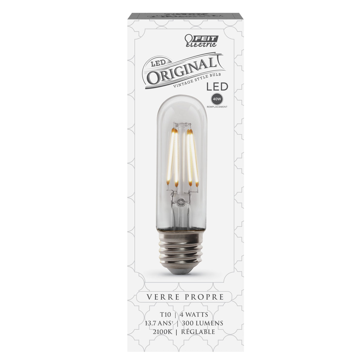 4W (40W Replacement) T10 E26 Dimmable Spiral Filament Clear Glass Vintage Edison LED Light Bulb, Soft White