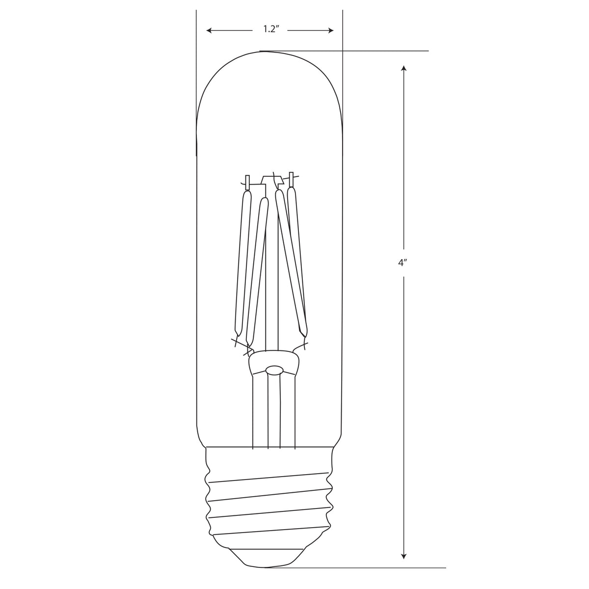 4W (40W Replacement) T10 E26 Dimmable Straight Filament Amber Glass Vintage Edison LED Light Bulb, Soft White