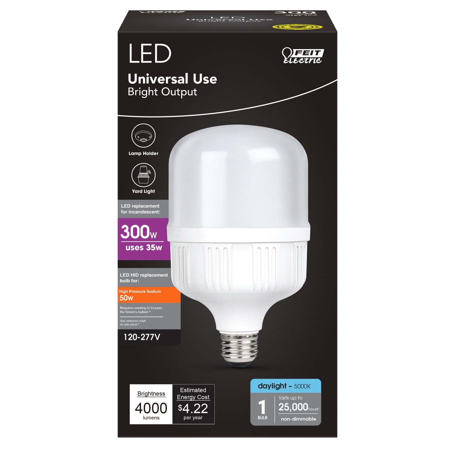 35W (300W Replacement) E26 Base T100 Oversized High Lumen Daylight LED Bulb
