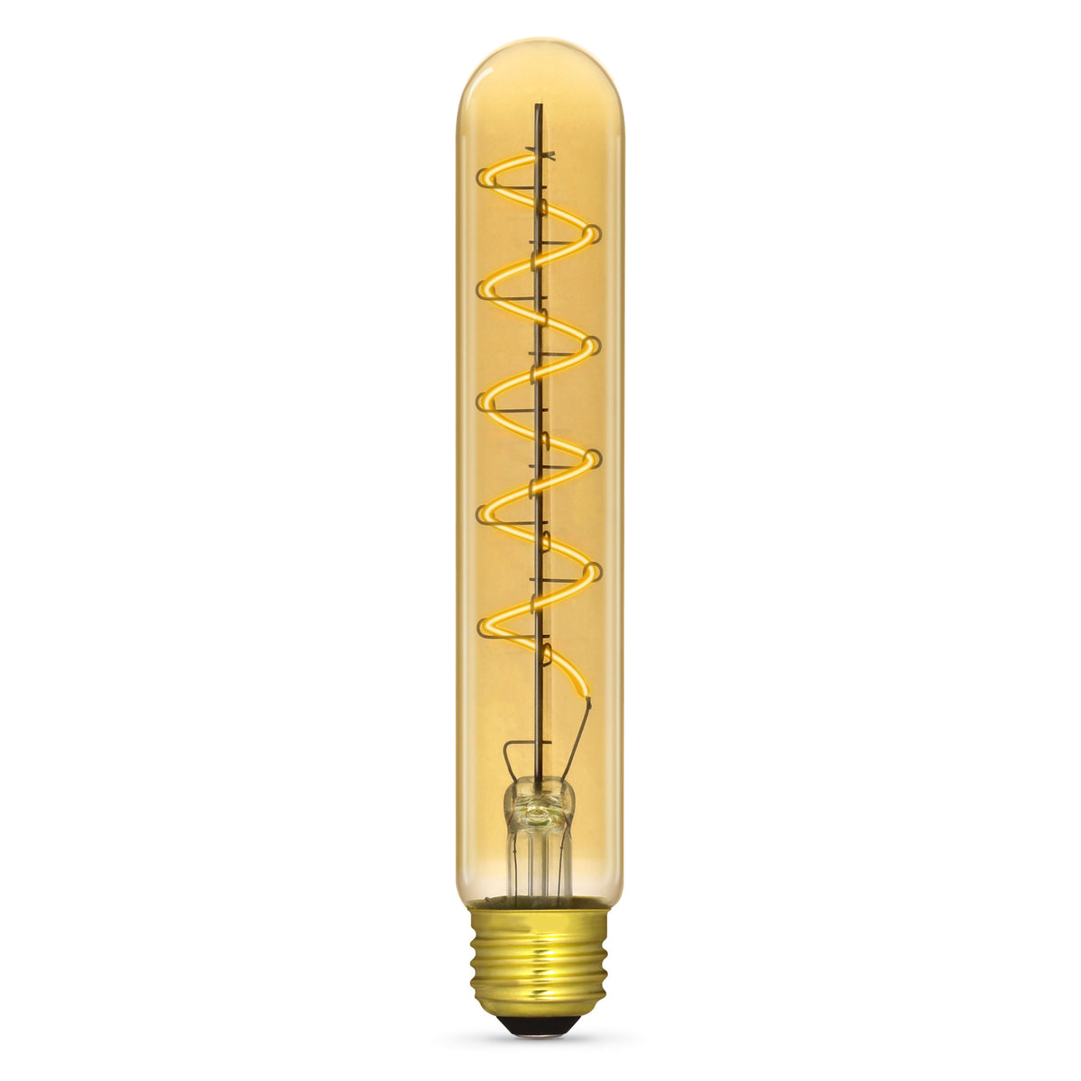 4.5W (40W Replacement) T10 E26 Dimmable Spiral Filament Amber Glass Vintage Edison LED Light Bulb, Soft White