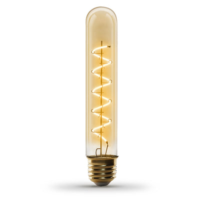 4.5W (25W Replacement) T10 E26 Dimmable Spiral Filament Amber Glass Vintage Edison LED Light Bulb, Warm Light