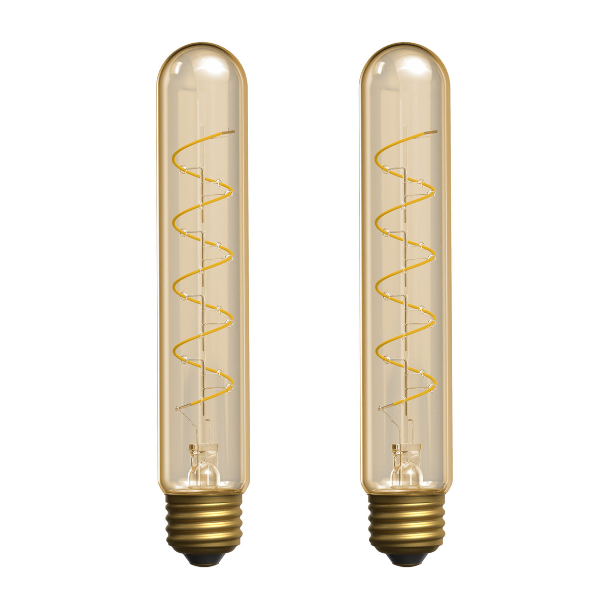 3.8W (40W Replacement) Amber T10 E26 Dimmable Spiral Filament LED Bulb, Warm Light (2-Pack)
