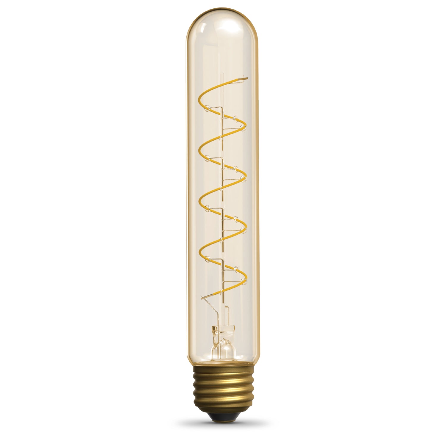 3.8W (40W Replacement) Amber T10 E26 Dimmable Spiral Filament LED Bulb, Warm Light (2-Pack)