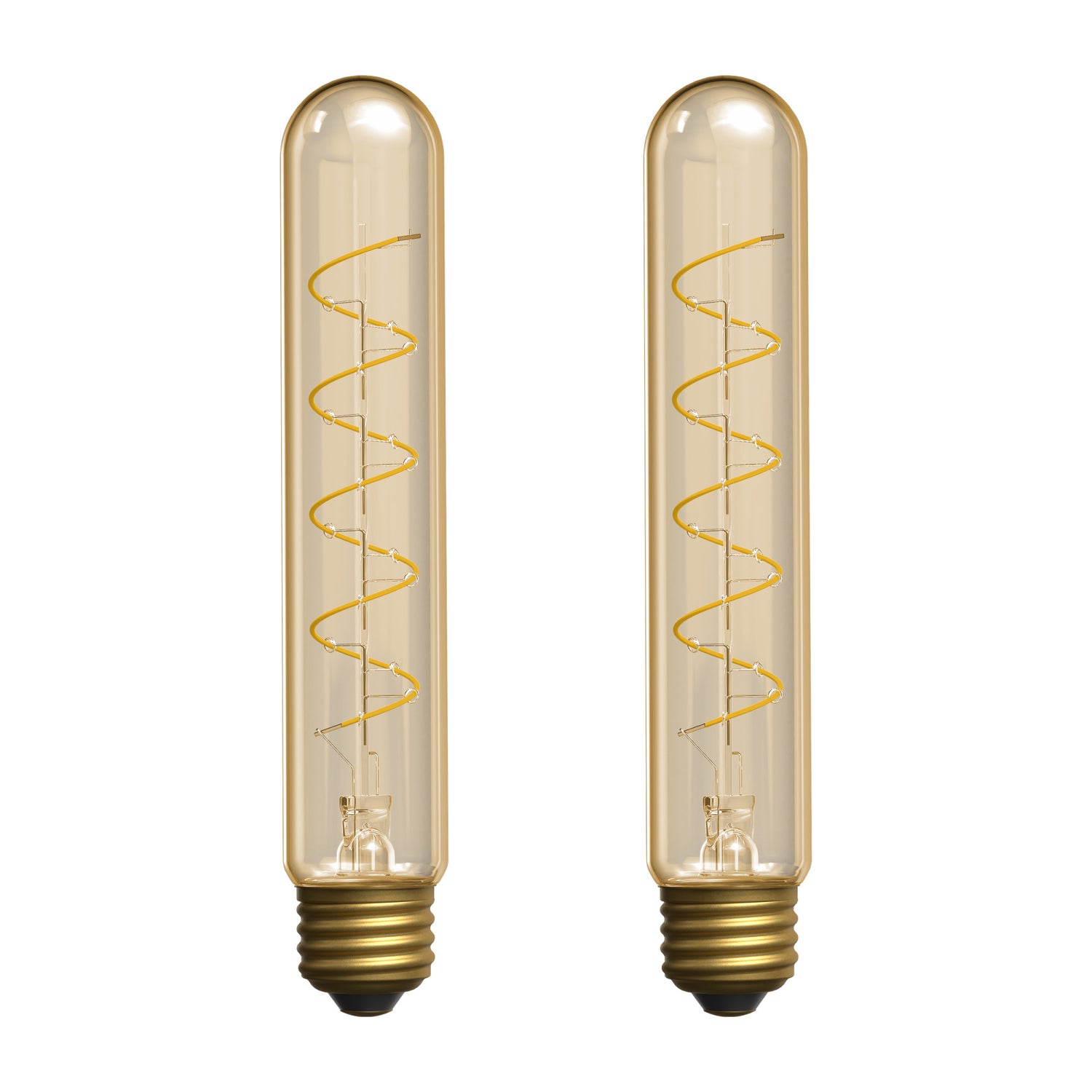 3.8W (40W Replacement) Amber T10 E26 Dimmable Spiral Filament LED Bulb, Warm Light (2-Pack)