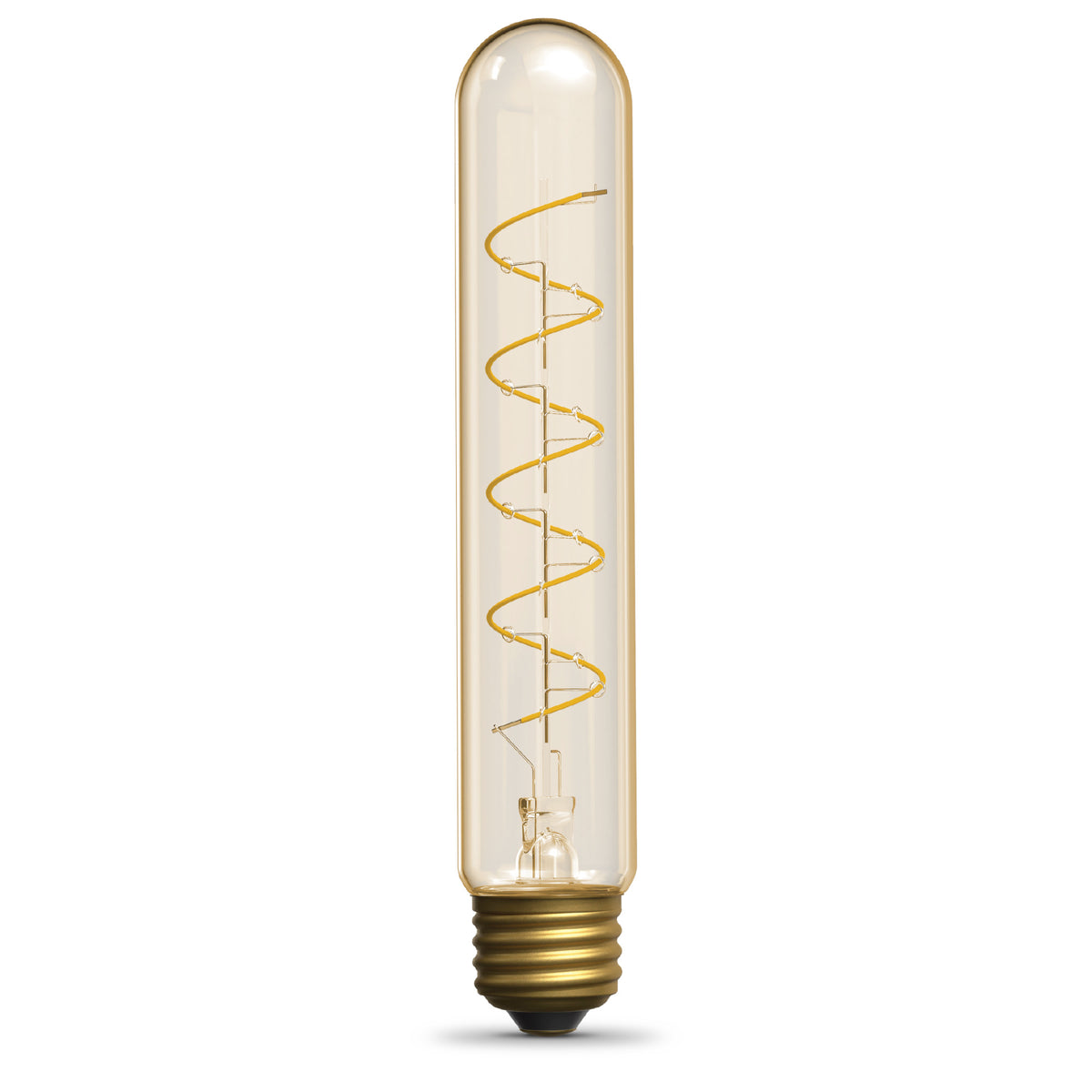 3.8W (40W Replacement) Amber T10 E26 Dimmable Spiral Filament LED Bulb, Warm Light (2-Pack)
