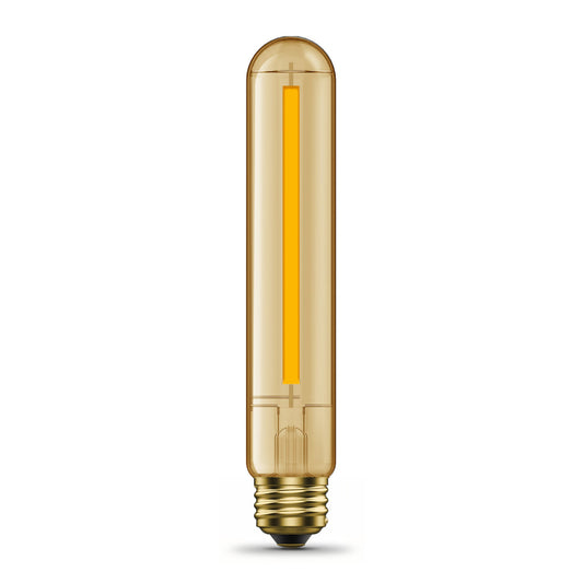 6.5W (60W Replacement) T10 E26 Dimmable Straight Filament Amber Glass Vintage Edison LED Light Bulb, Warm Light (2-Pack)