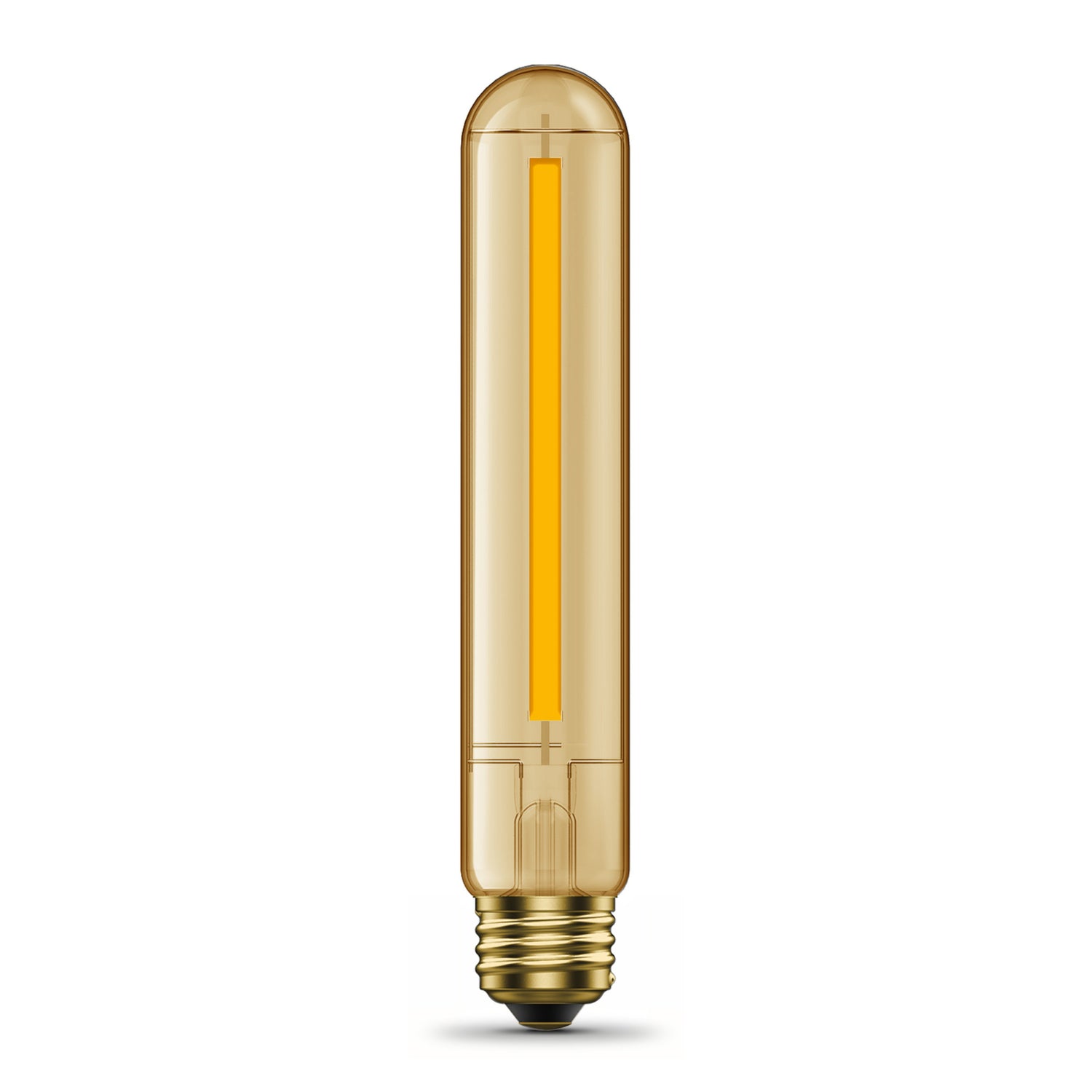 6.5W (60W Replacement) T10 E26 Dimmable Straight Filament Amber Glass Vintage Edison LED Light Bulb, Warm Light (4-Pack)