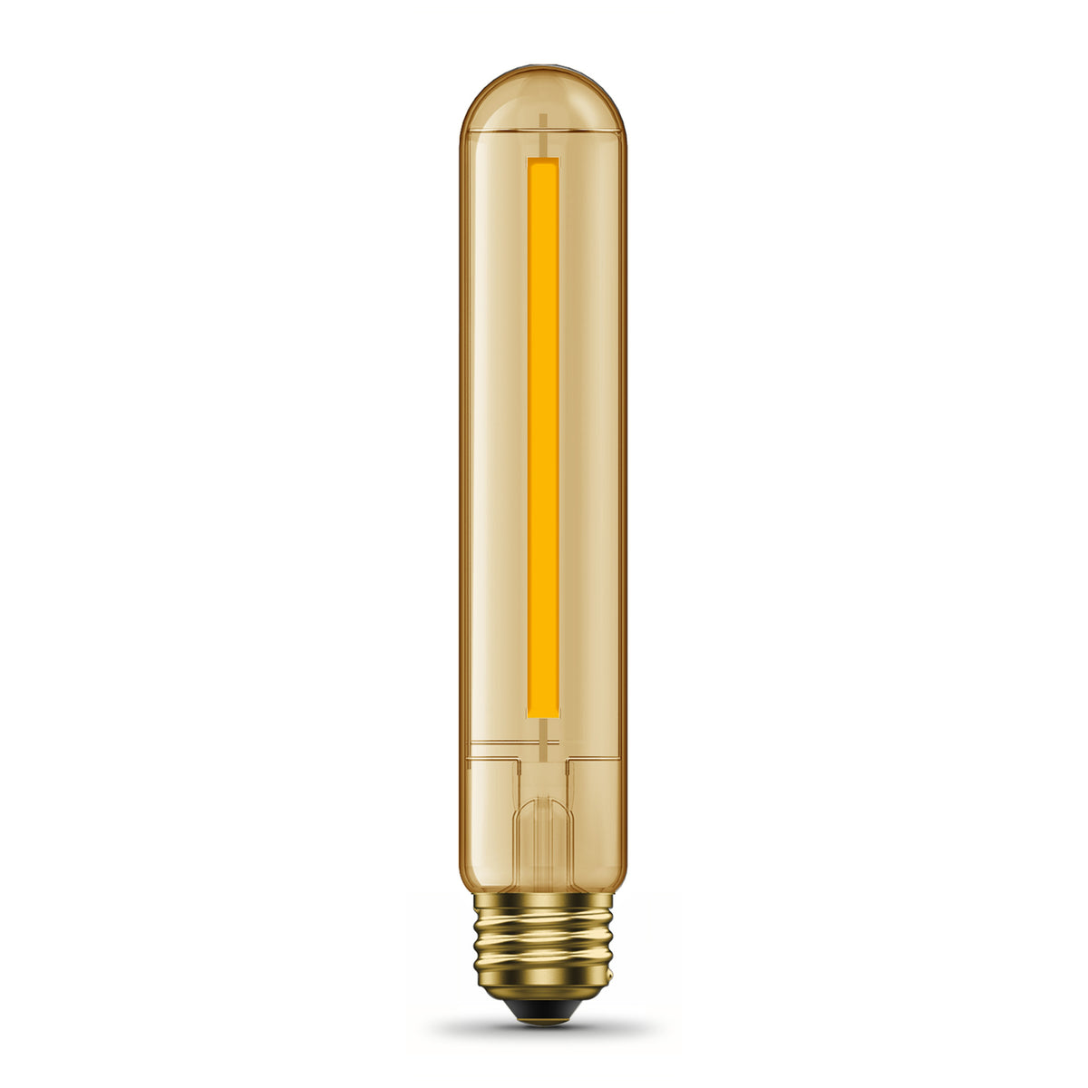6.5W (60W Replacement) T10 E26 Dimmable Straight Filament Amber Glass Vintage Edison LED Light Bulb, Warm Light (4-Pack)