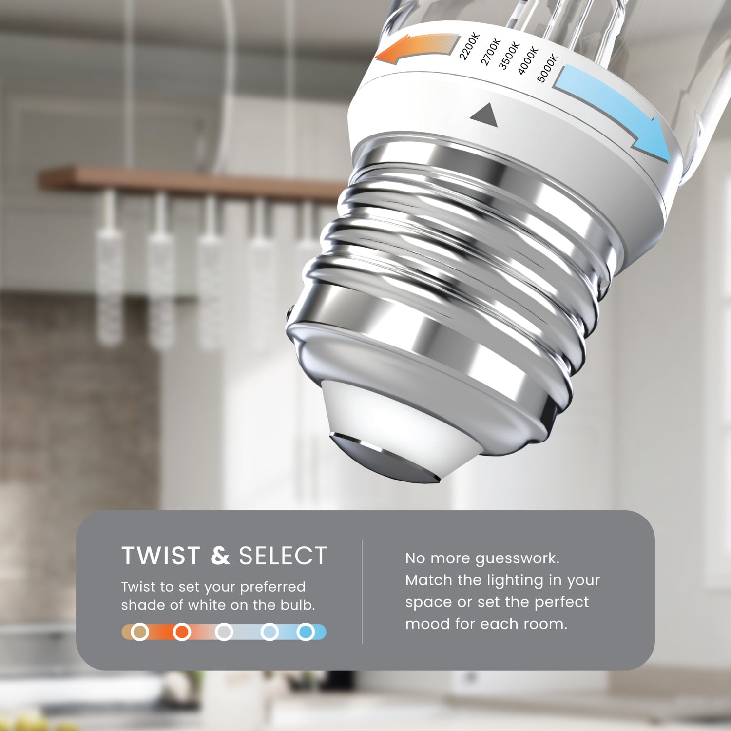 5.5W (60W Replacement) Twist & Select T10 E26 Dimmable Designer Spiral White Filament LED Bulb