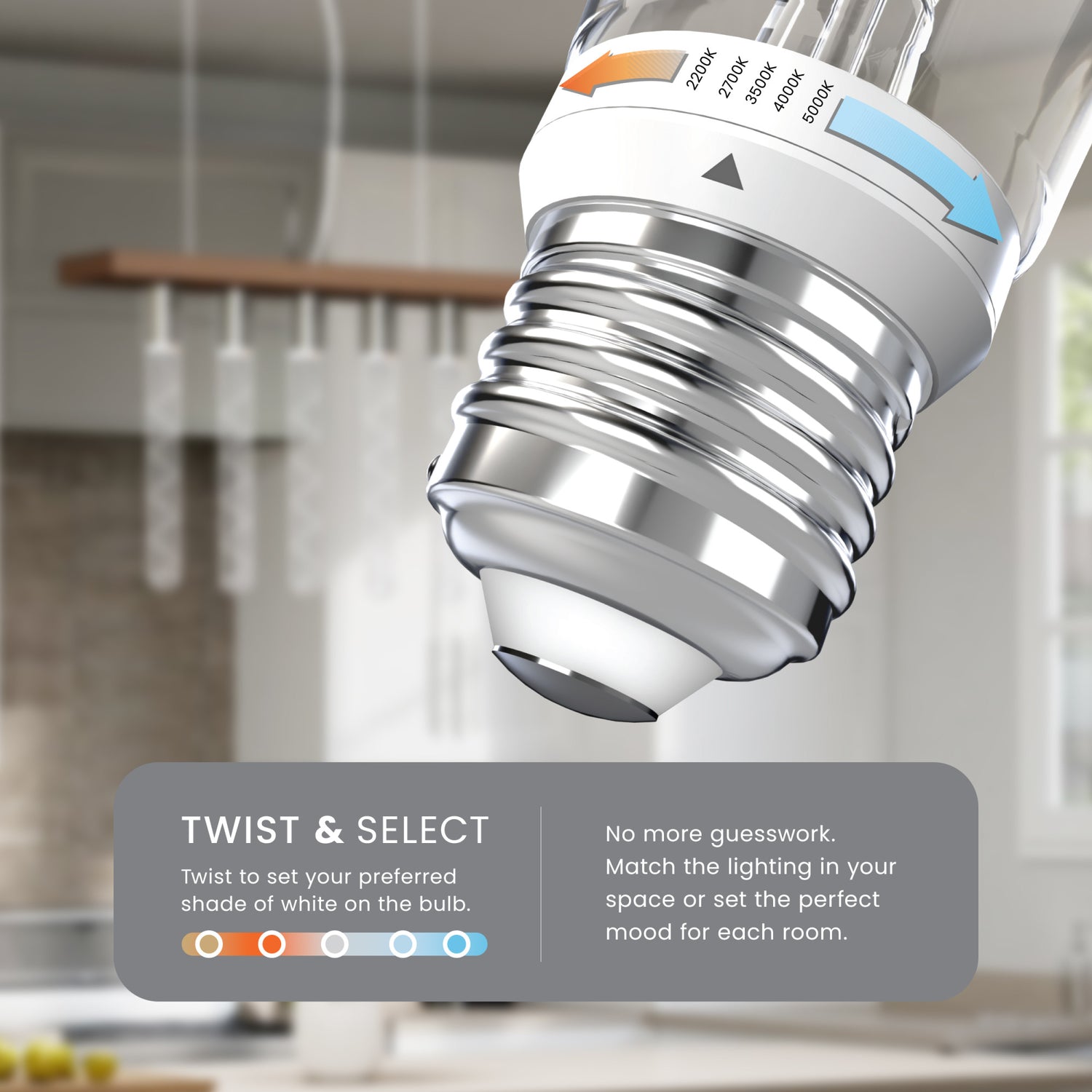 5.5W (60W Replacement) Twist & Select T10XL E26 Dimmable Designer Spiral White Filament LED Bulb