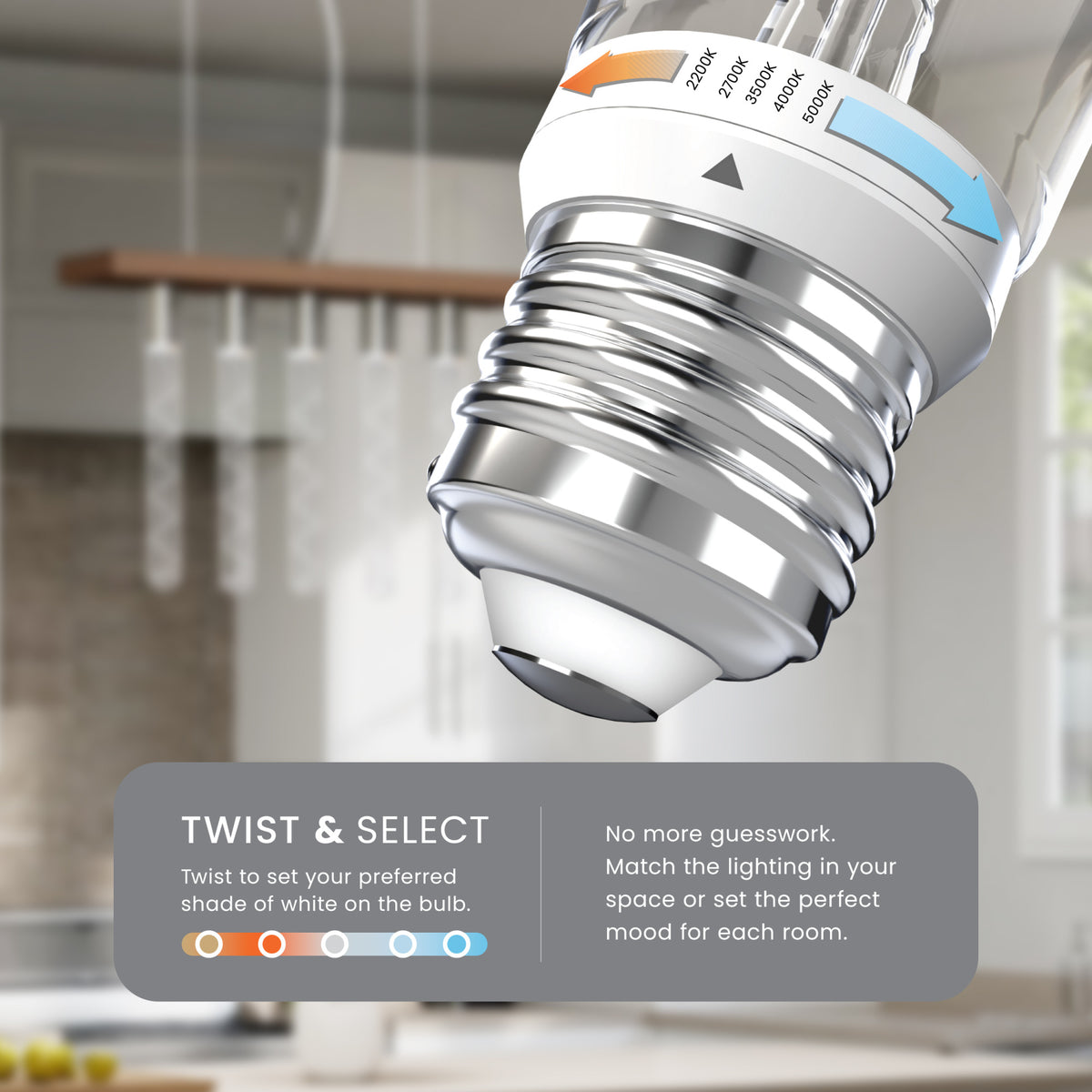 5.5W (60W Replacement) Twist & Select T10XL E26 Dimmable Designer Spiral White Filament LED Bulb