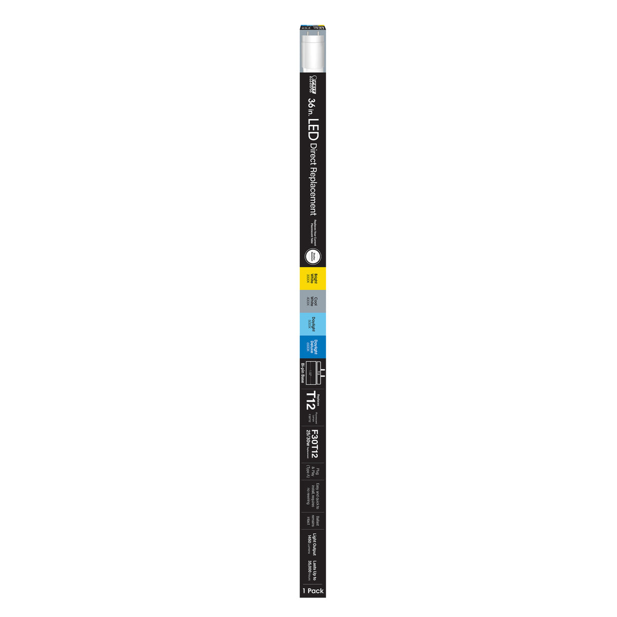 3 ft. 16W (30W Replacement) Adjustable White G13 Base (T12 Replacement) Direct Replacement (Type A) Linear LED Tube
