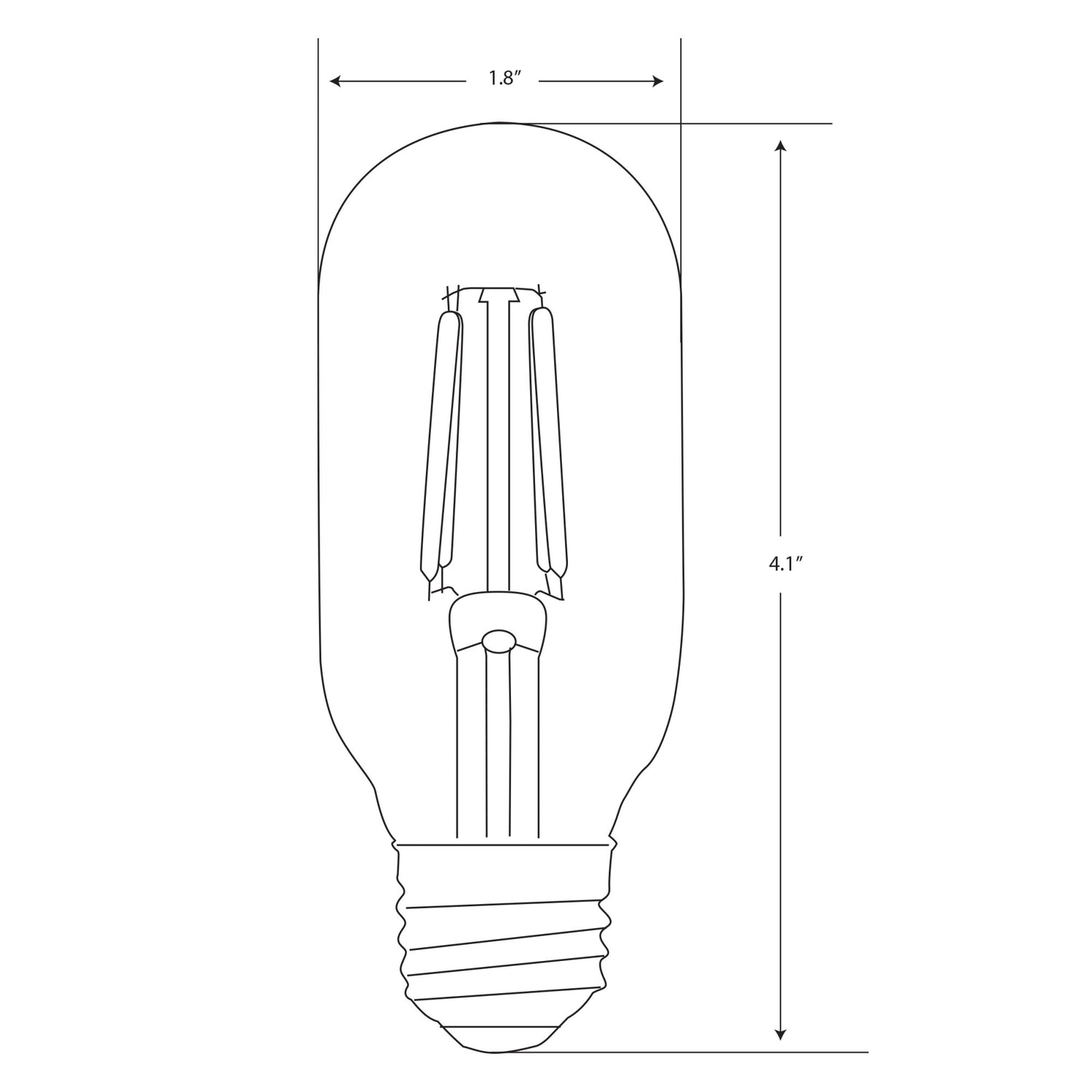 4W (40W Replacement) T14 E26 Dimmable Straight Filament Clear Glass Vintage Edison LED Light Bulb, Soft White