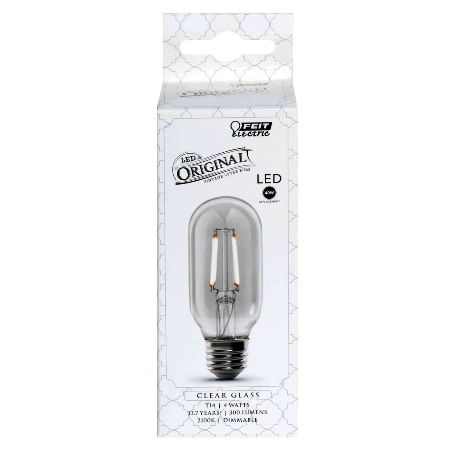 4W (40W Replacement) T14 E26 Dimmable Straight Filament Clear Glass Vintage Edison LED Light Bulb, Soft White