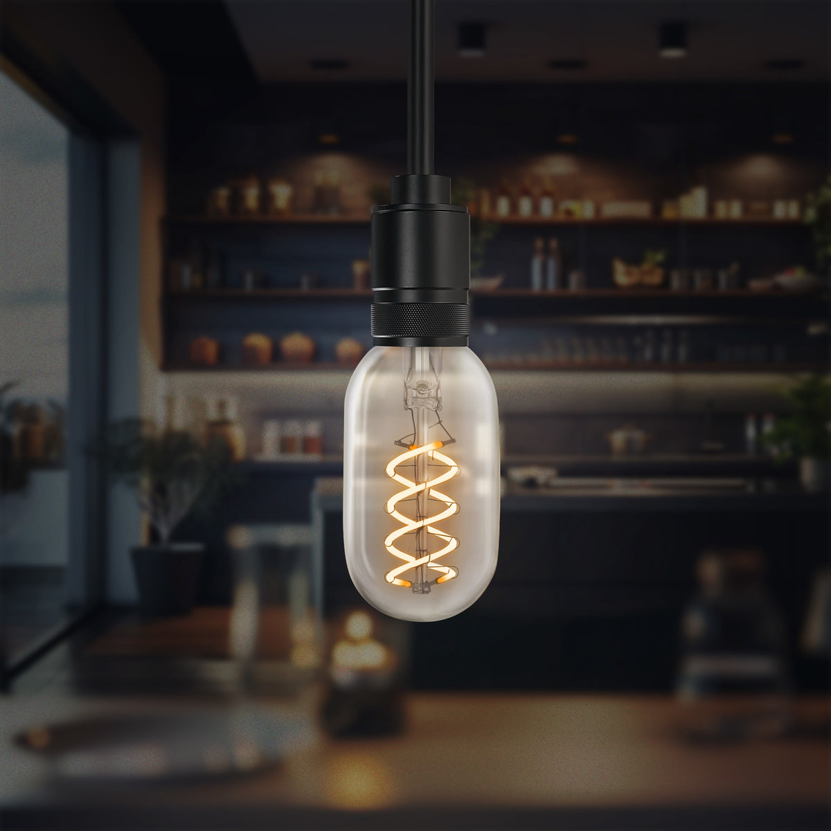 4.5W (40W Replacement) T14 E26 Dimmable Flexible Filament Clear Glass Vintage Edison LED Light Bulb, Soft White