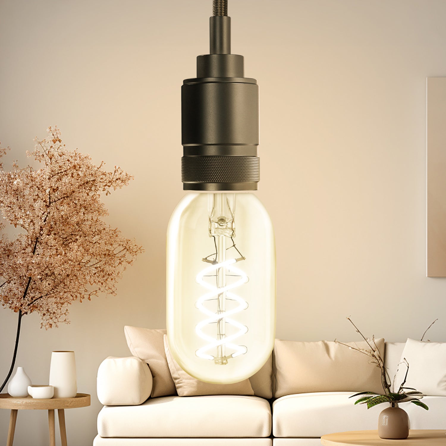 4.5W (40W Replacement) T14 E26 Dimmable Spiral Filament Clear Glass Vintage Edison LED Light Bulb, Warm Light
