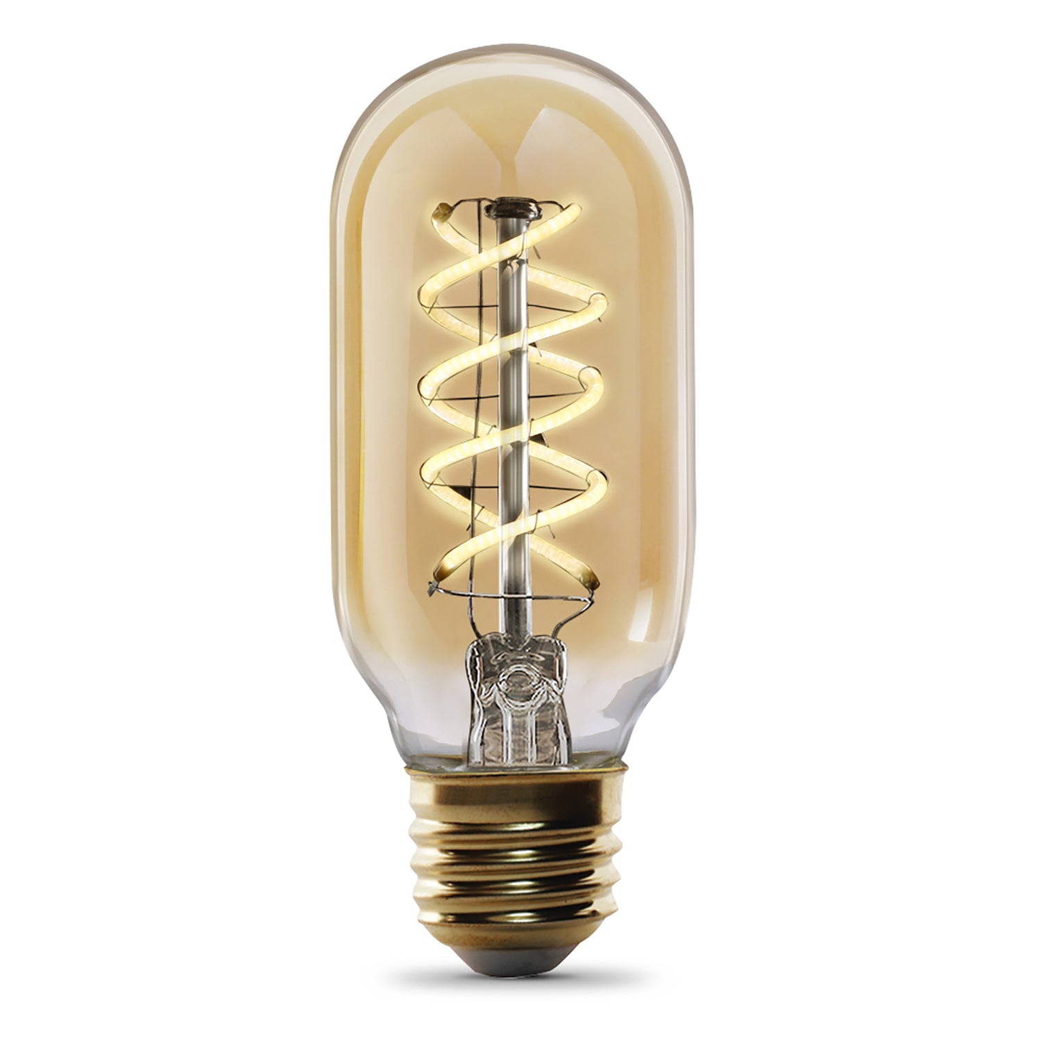 4.5W (40W Replacement) T14 E26 Dimmable Spiral Filament Amber Glass Vintage Edison LED Light Bulb, Warm Light