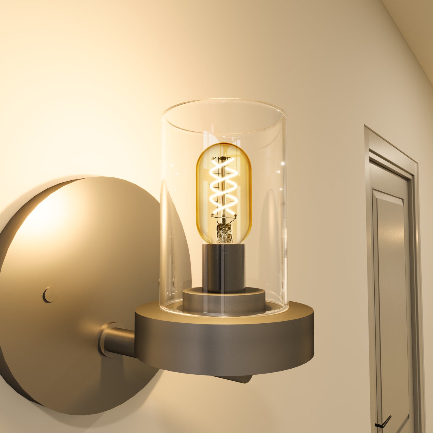 4.5W (40W Replacement) T14 E26 Dimmable Spiral Filament Amber Glass Vintage Edison LED Light Bulb, Warm Light