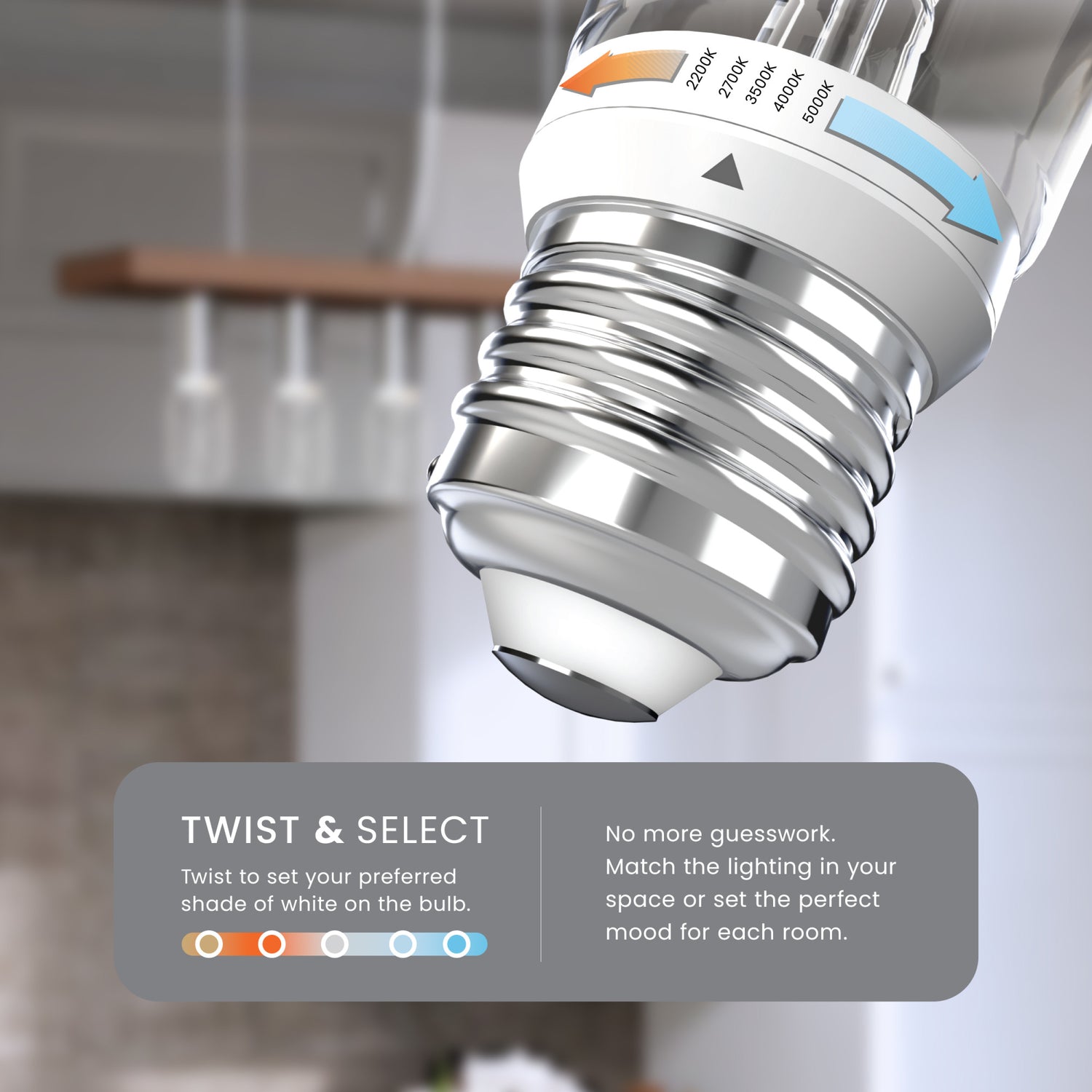 5.5W (60W Replacement) Twist & Select T14 E26 Dimmable White Filament LED Bulb (2-Pack)