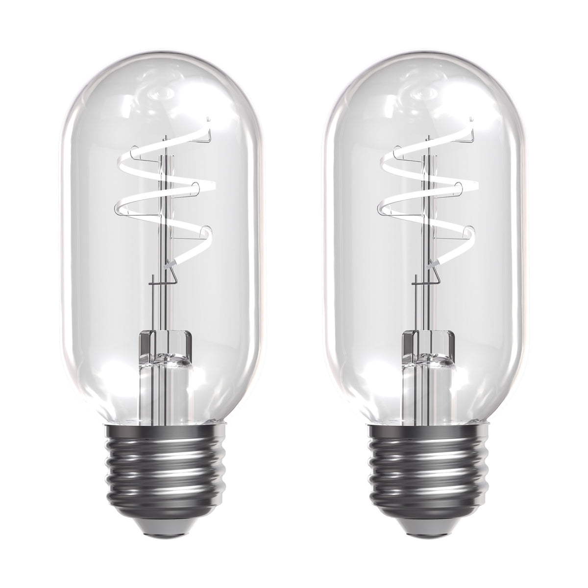 5.5W (60W Replacement) T14 E26 Dimmable Designer Spiral White Filament LED Bulb, Soft White (2-Pack)