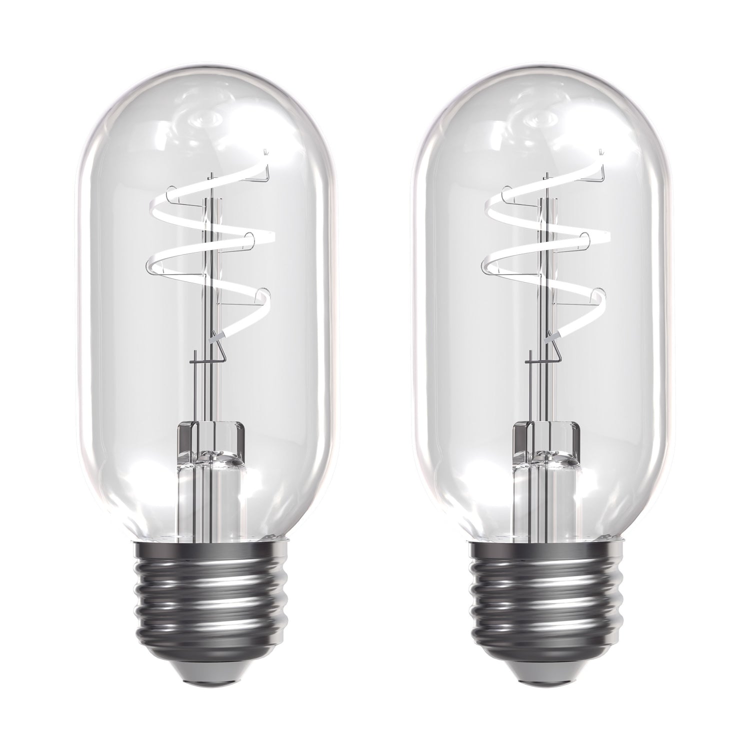 5.5W (60W Replacement) T14 E26 Dimmable Designer Spiral White Filament LED Bulb, Soft White (2-Pack)