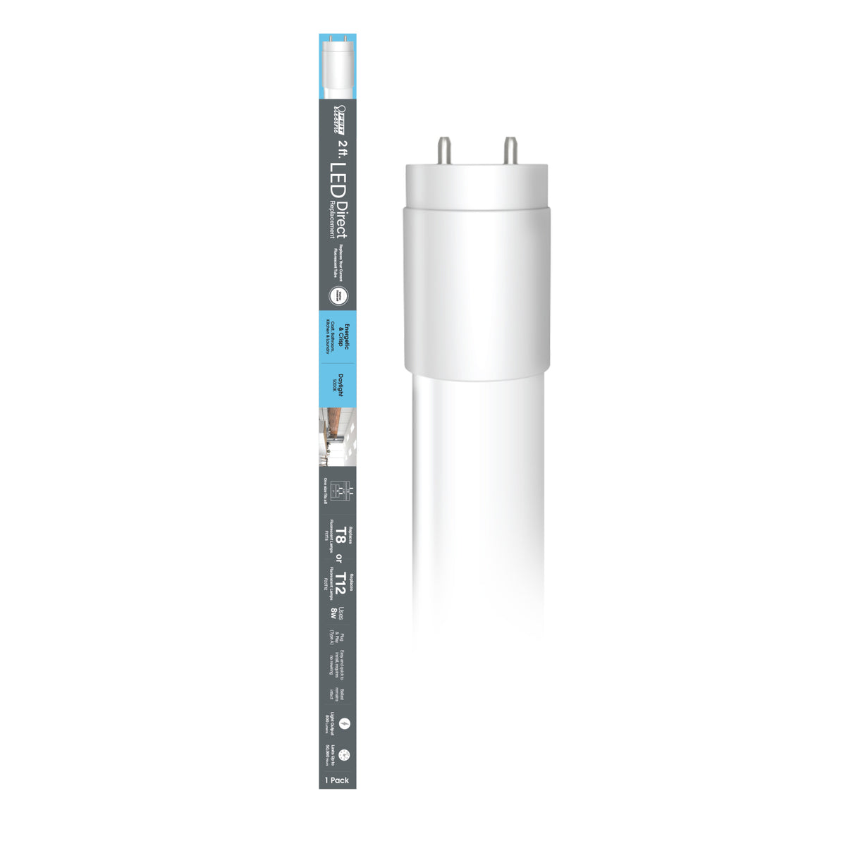 2 ft. 10W (17/20W Replacement) Daylight (5000K) G13 Base Direct Replacement (Type A) (T8 and T12 Replacement) LED Linear Tube