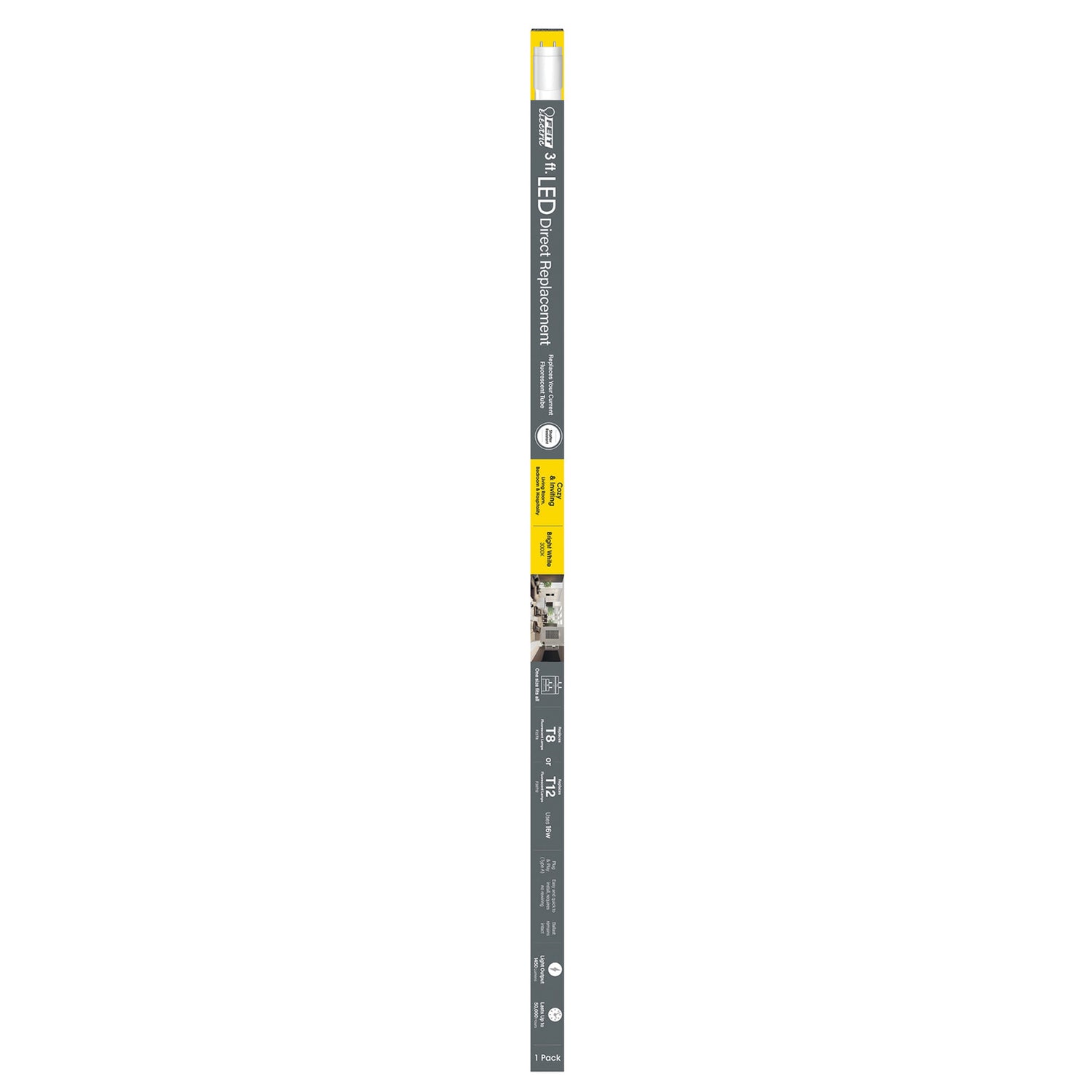 3 ft. 16W (25/30W Replacement) Bright White (3000K) G13 Base Direct Replacement (Type A) (T8 and T12 Replacement) LED Linear Tube