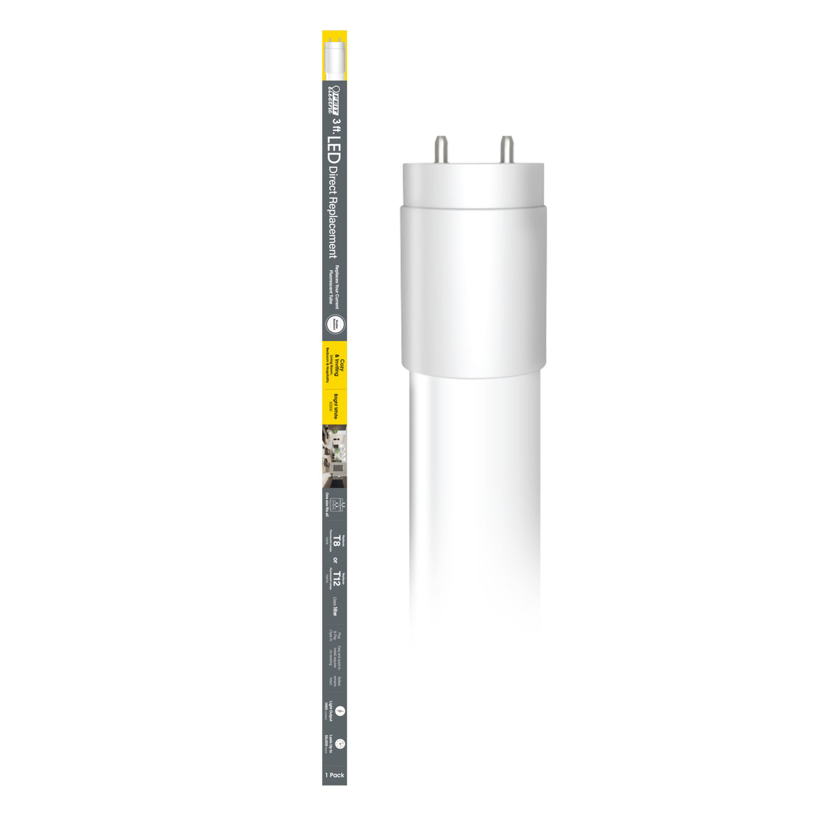 3 ft. 16W (25/30W Replacement) Bright White (3000K) G13 Base Direct Replacement (Type A) (T8 and T12 Replacement) LED Linear Tube