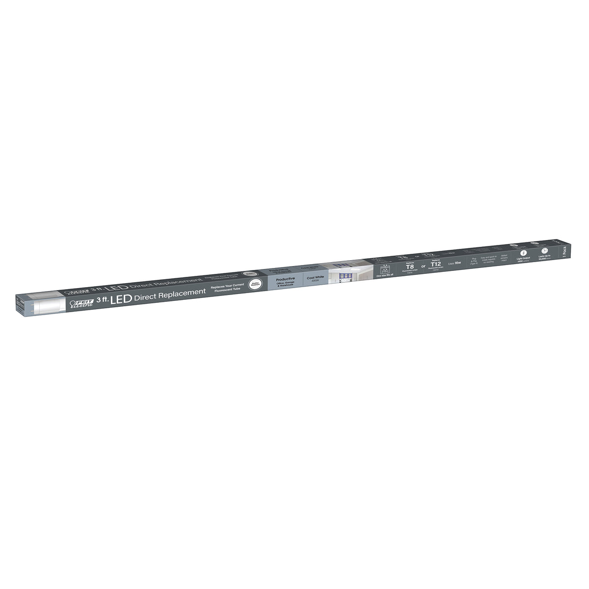 3 ft. 16W (25/30W Replacement) Cool White (4000K) G13 Direct Replacement Type A T8/T12 LED Linear Tube