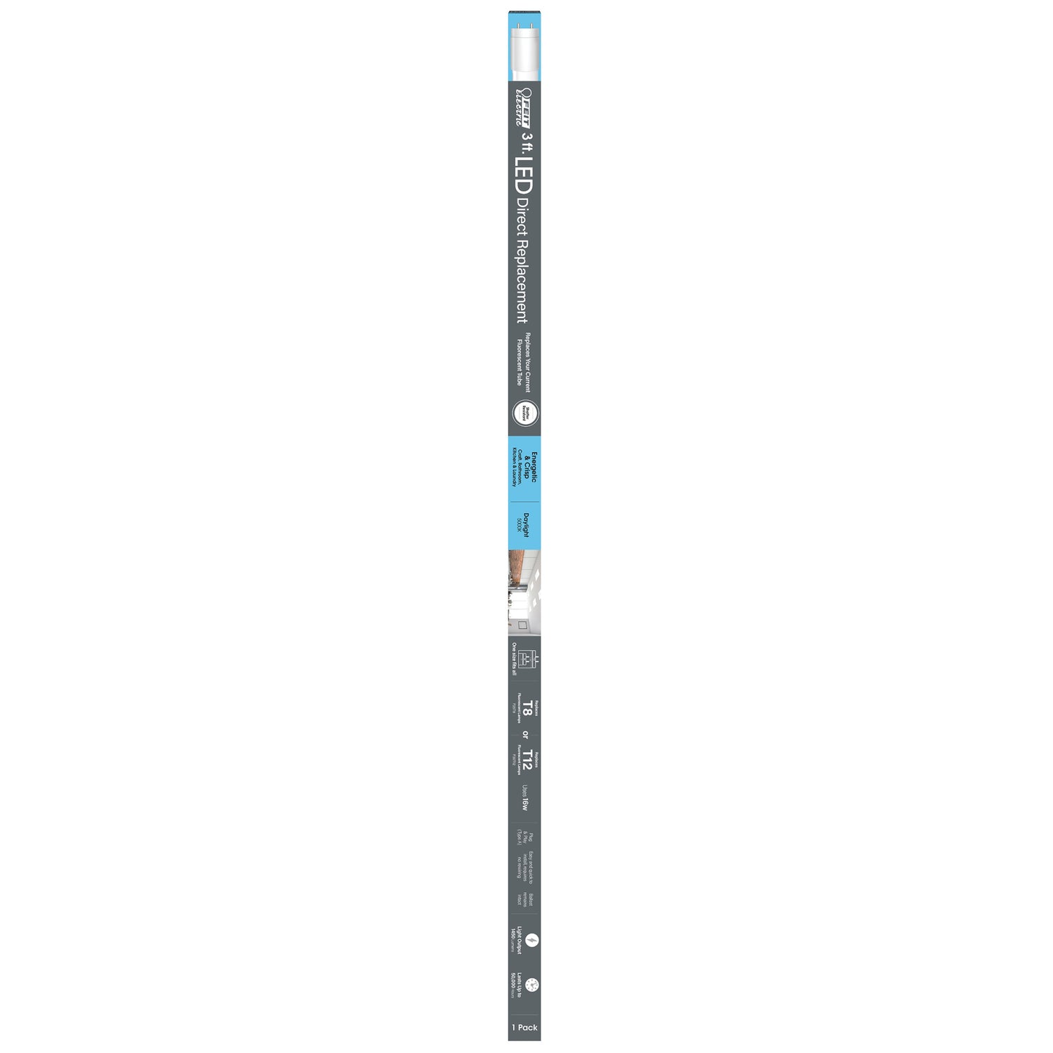 3 ft. 16W (25/30W Replacement) Daylight (5000K) G13 Base Direct Replacement (Type A) (T8 and T12 Replacement) LED Linear Tube