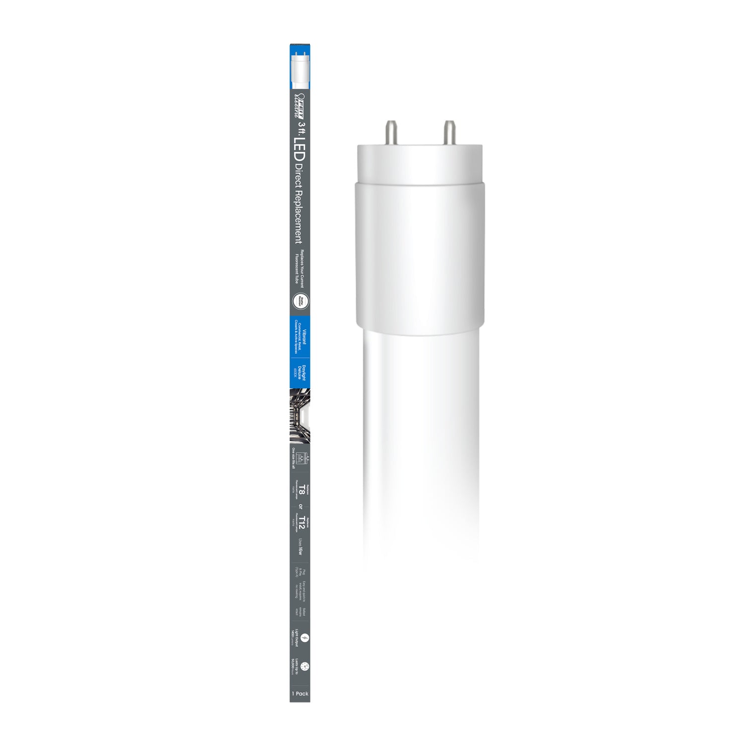 3 ft. 16W (25/30W Replacement) Daylight Deluxe (6500K) G13 Base Direct Replacement (Type A) (T8 & T12 Replacement) LED Linear Tube