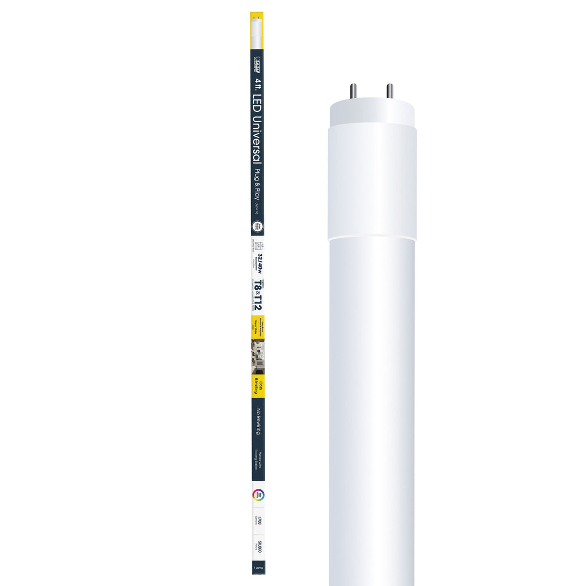 4 ft. 14W (32/40W Replacement) Warm White (3000K) T8/T12 Universal Base Direct Replacement (Type A) Plug & Play LED