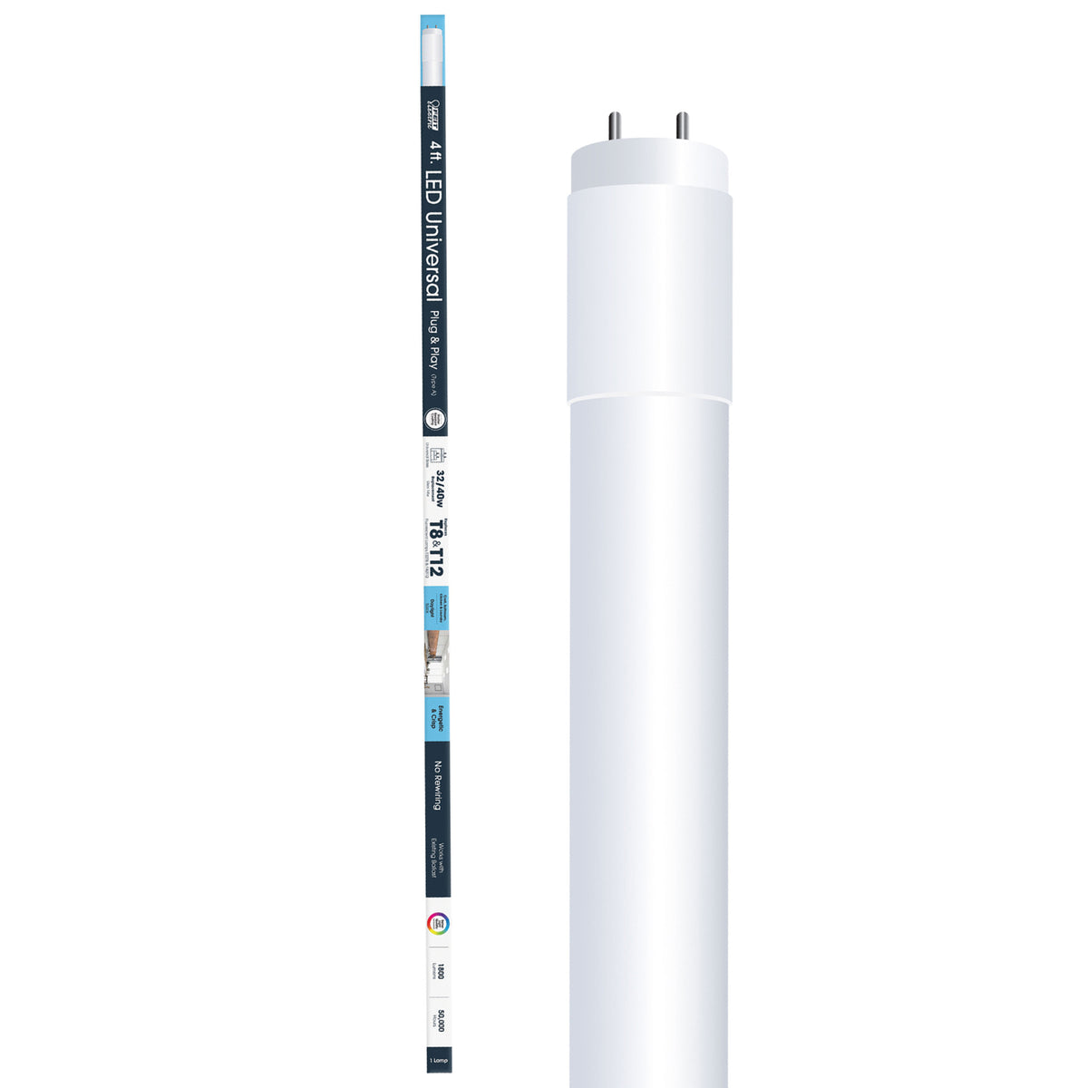 4 ft. 14W (40W Replacement) Daylight (5000K) G13 Base Direct Replacement (Type A) T8/T12 Plug & Play LED Tube