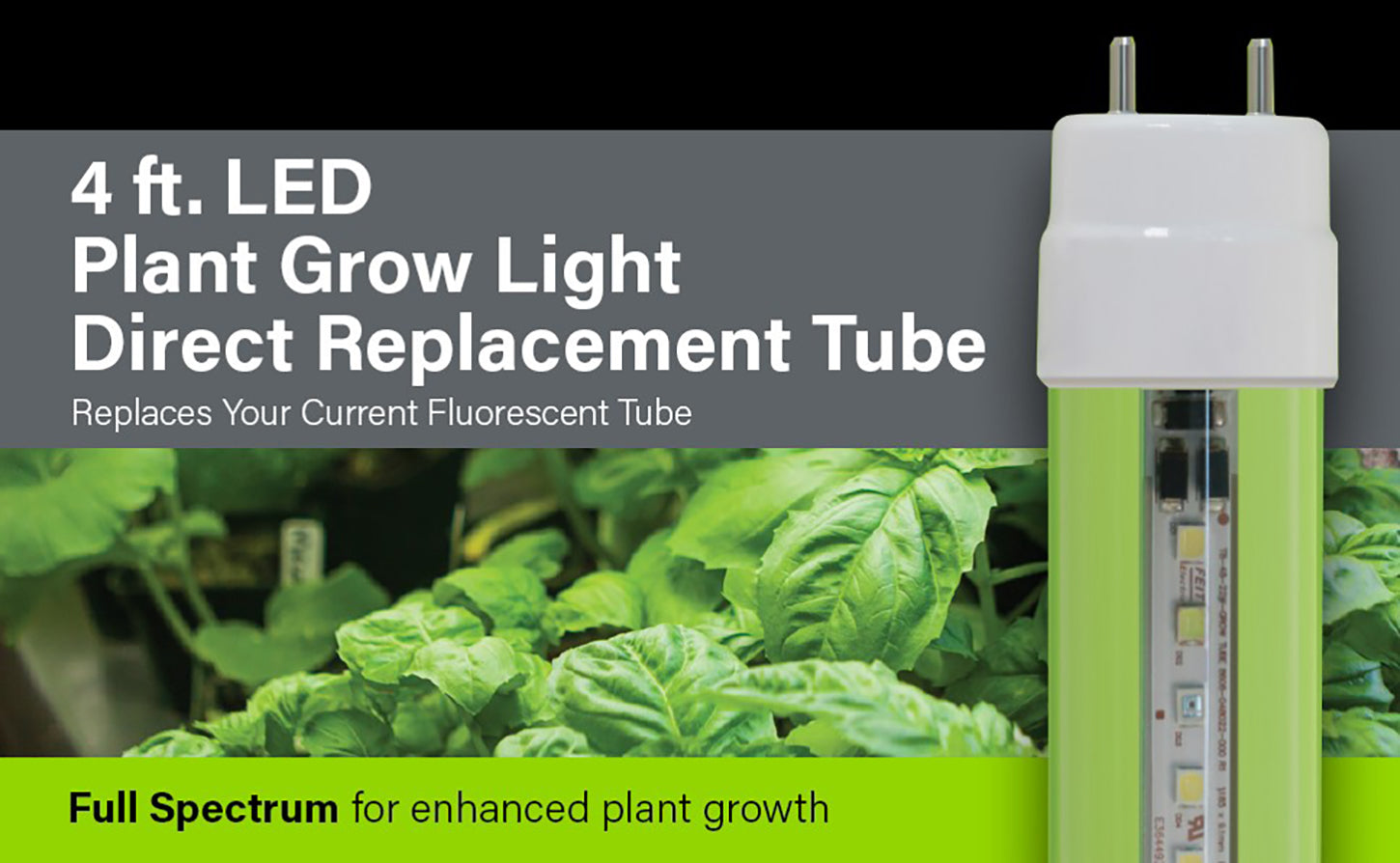 plant grow fluorescent light tubes 4 ft. 18W (32W Equivalent) Full Spectrum G13 Base Direct Replacement (Type A) (T8 Replacement) LED Plant Grow Light Tube