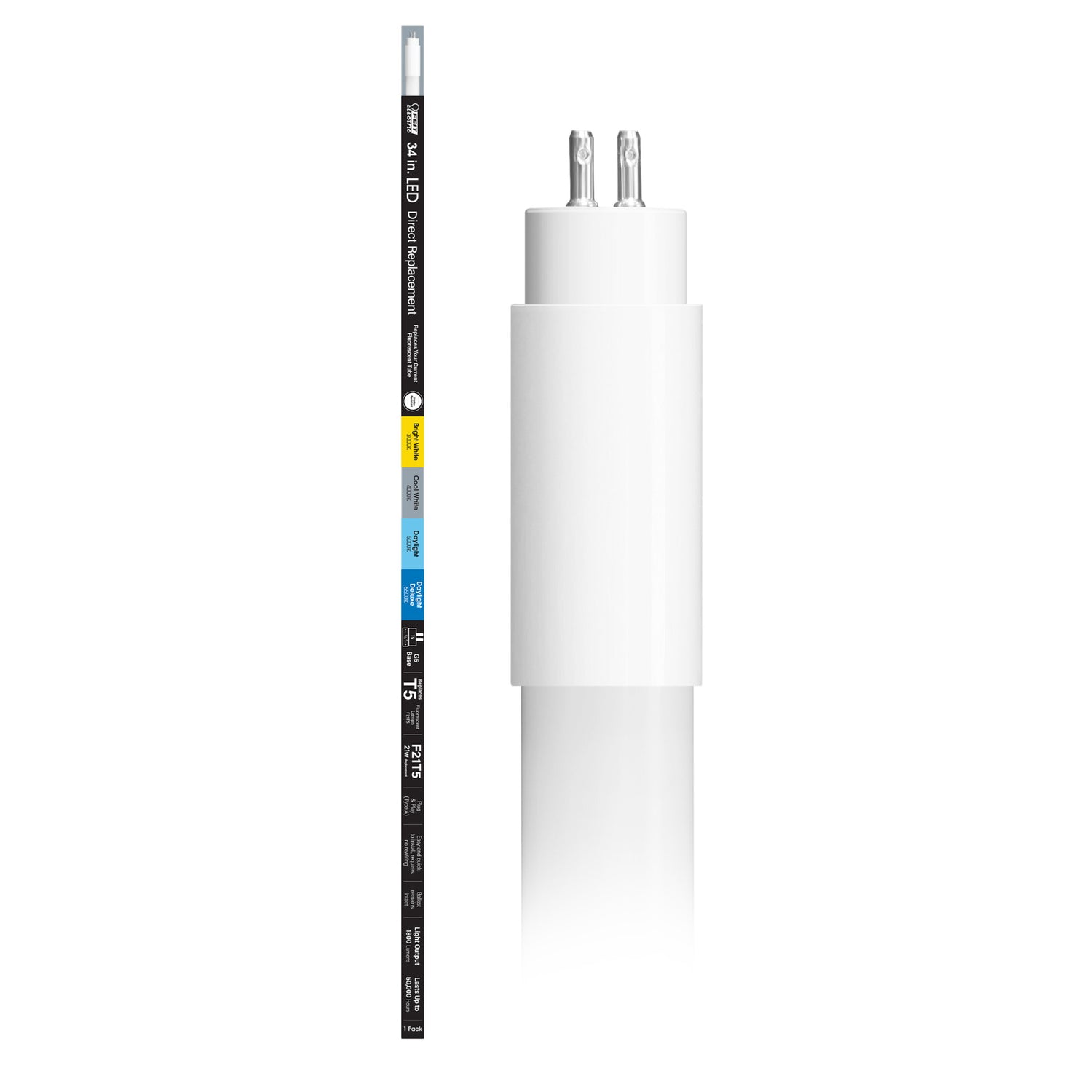 34 in. 18W (21W Replacement) Selectable White G5 Base Direct Replacement (Type A) (T5 Replacement) LED Linear Tube