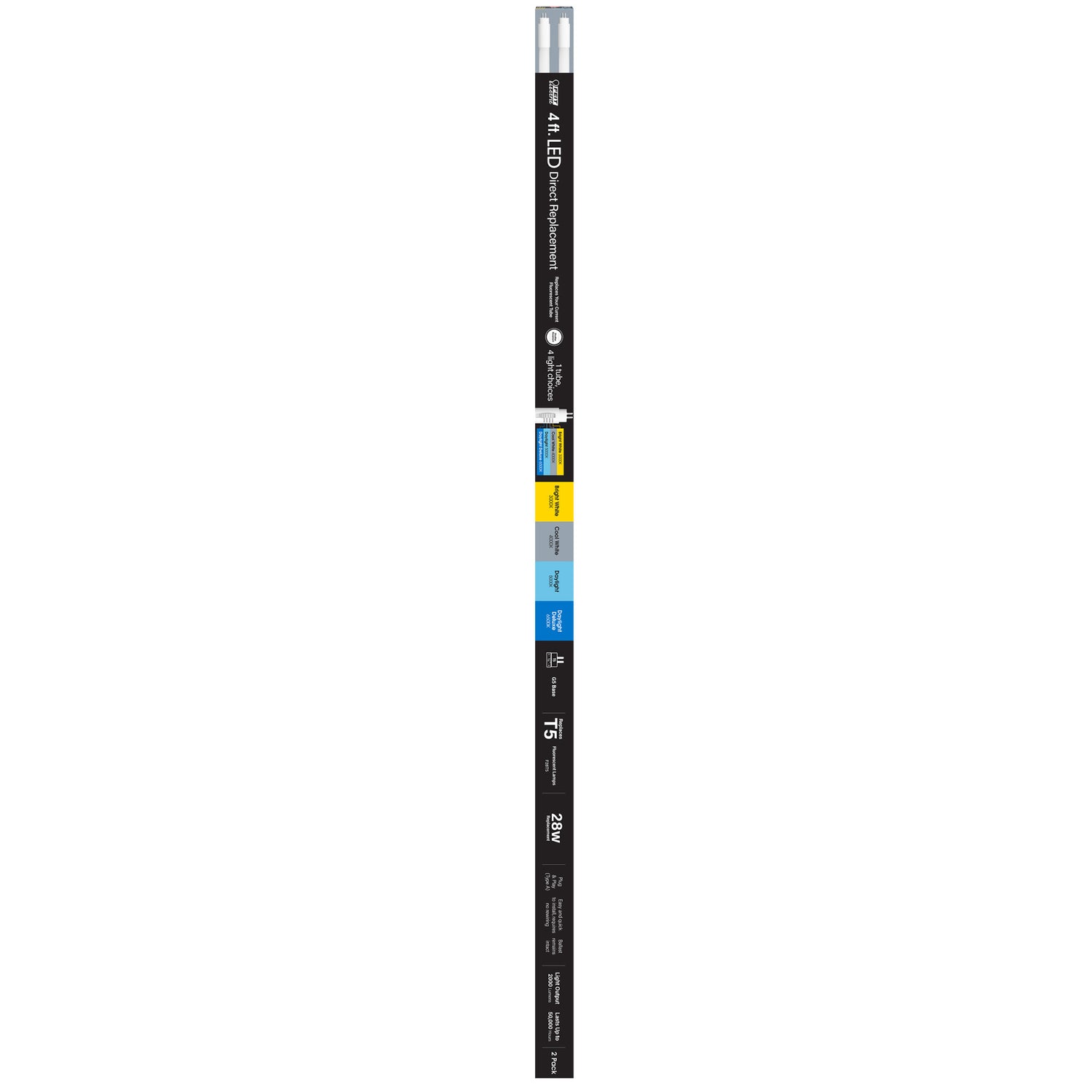 4 ft. 18W (28W Replacement) Selectable White G5 Base Direct Replacement (Type A) (T5 Replacement) LED Linear Tube (2-Pack)