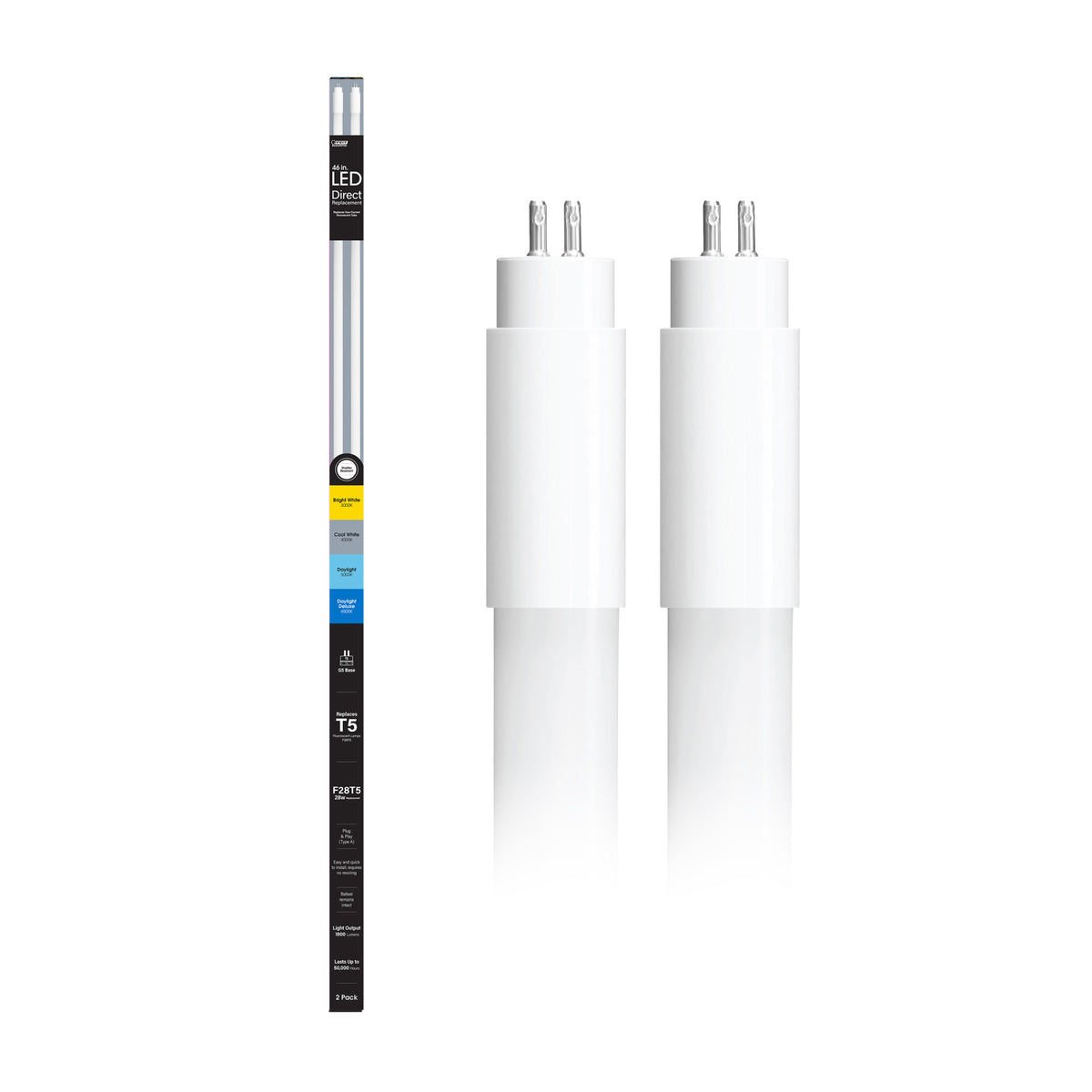 4 ft. 18W (28W Replacement) Adjustable White G5 Base Direct Replacement (Type A) (T5 Replacement) LED Linear Tube (2-Pack)
