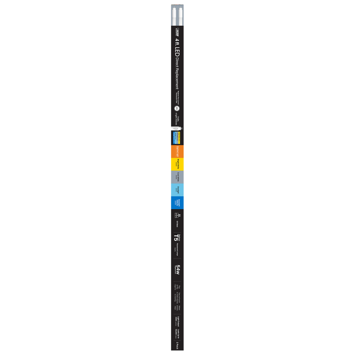 4 ft. 32W (54W Replacement) Adjustable White G5 Base Direct Replacement (Type A) (T5 Replacement) High Output LED Linear Tube (2-Pack)