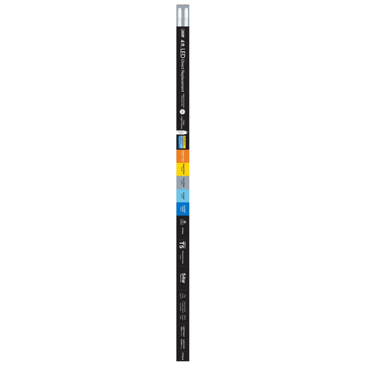 4 ft. 32W (54W Replacement) Selectable White G5 Base Direct Replacement (Type A) (T5 Replacement) High Output LED Linear Tube (2-Pack)