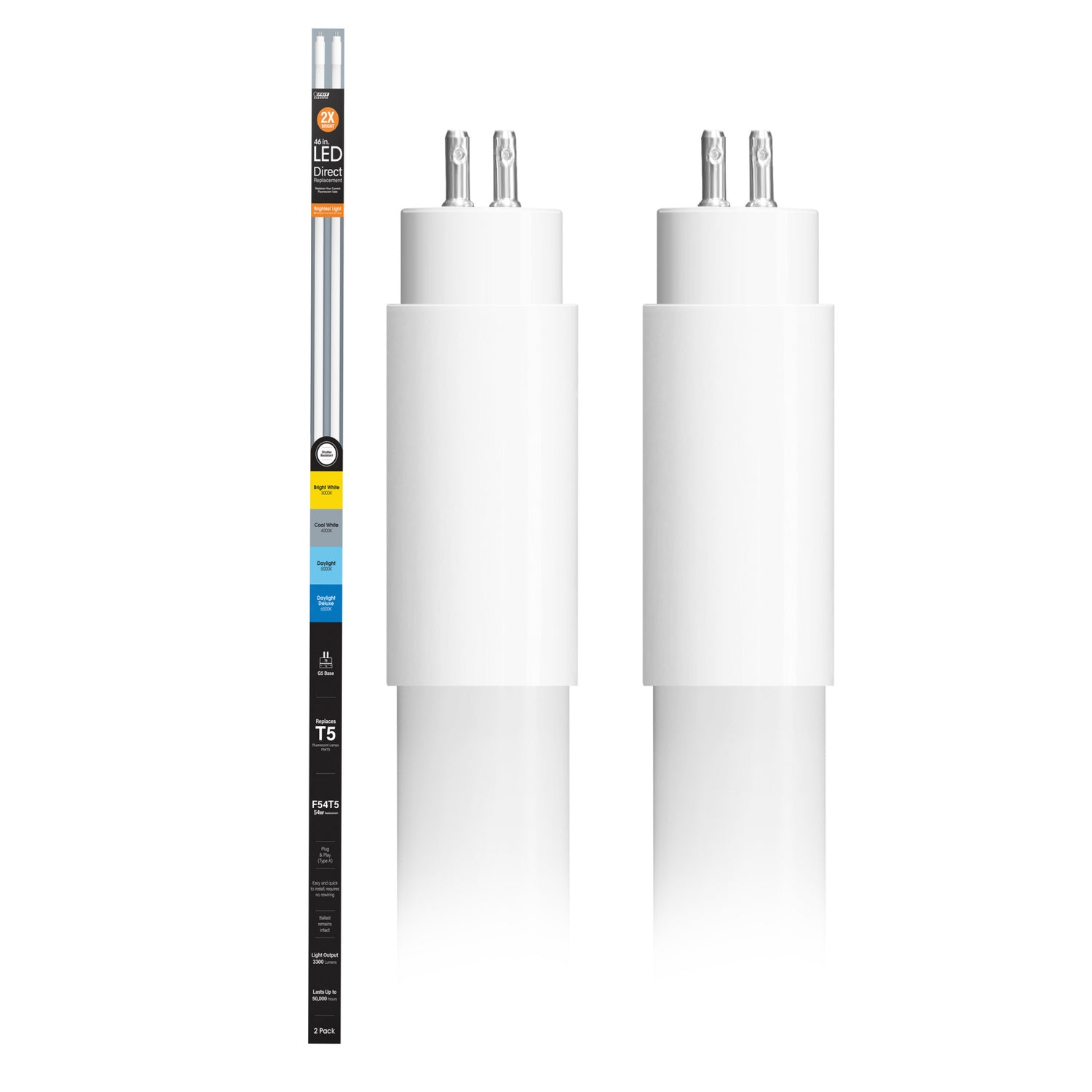 4 ft. 32W (54W Replacement) Selectable White G5 Base Direct Replacement (Type A) (T5 Replacement) High Output LED Linear Tube (2-Pack)