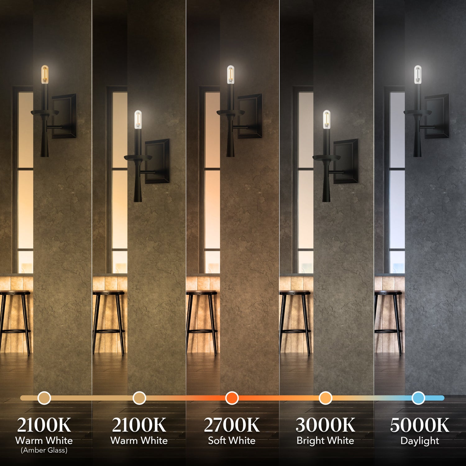 3.3W (40W Replacement) Daylight (5000K) T6 Tubular E12 Base Clear Filament LED Bulb (4-Pack)