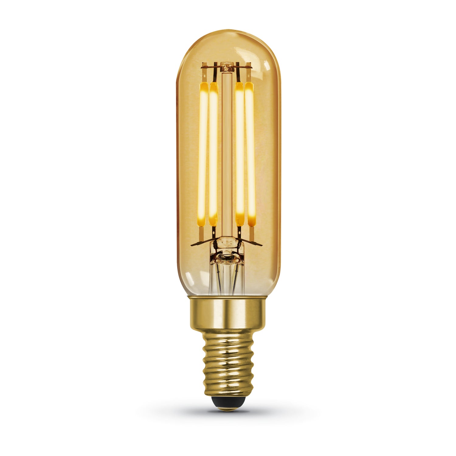 4W (40W Replacement) Warm Light (2100K) T6 Shape (E12 Base) Clear Glass Filament LED (4-Pack)