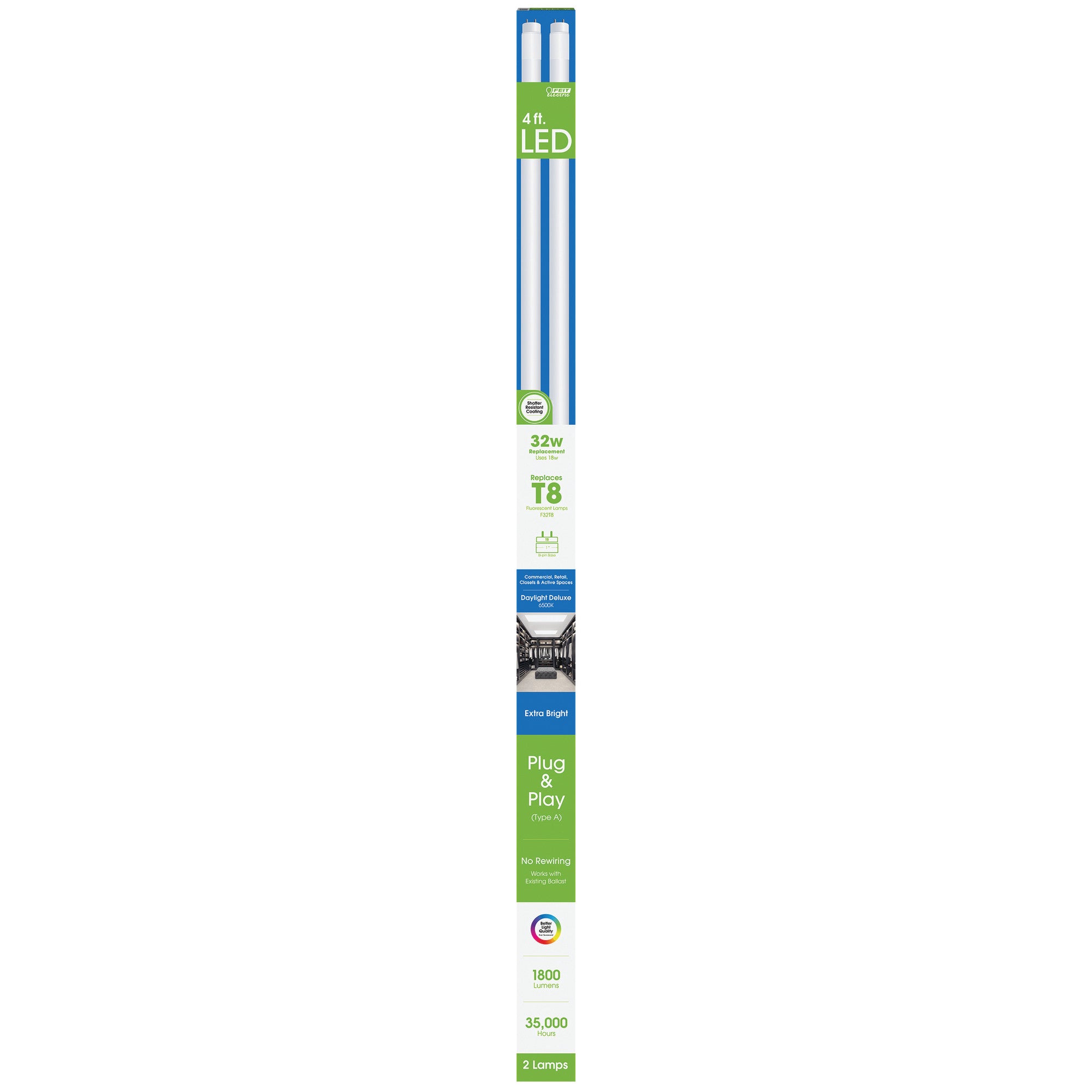 4 ft. 18W (32W Replacement) Daylight Deluxe (6500K) Direct Replacement