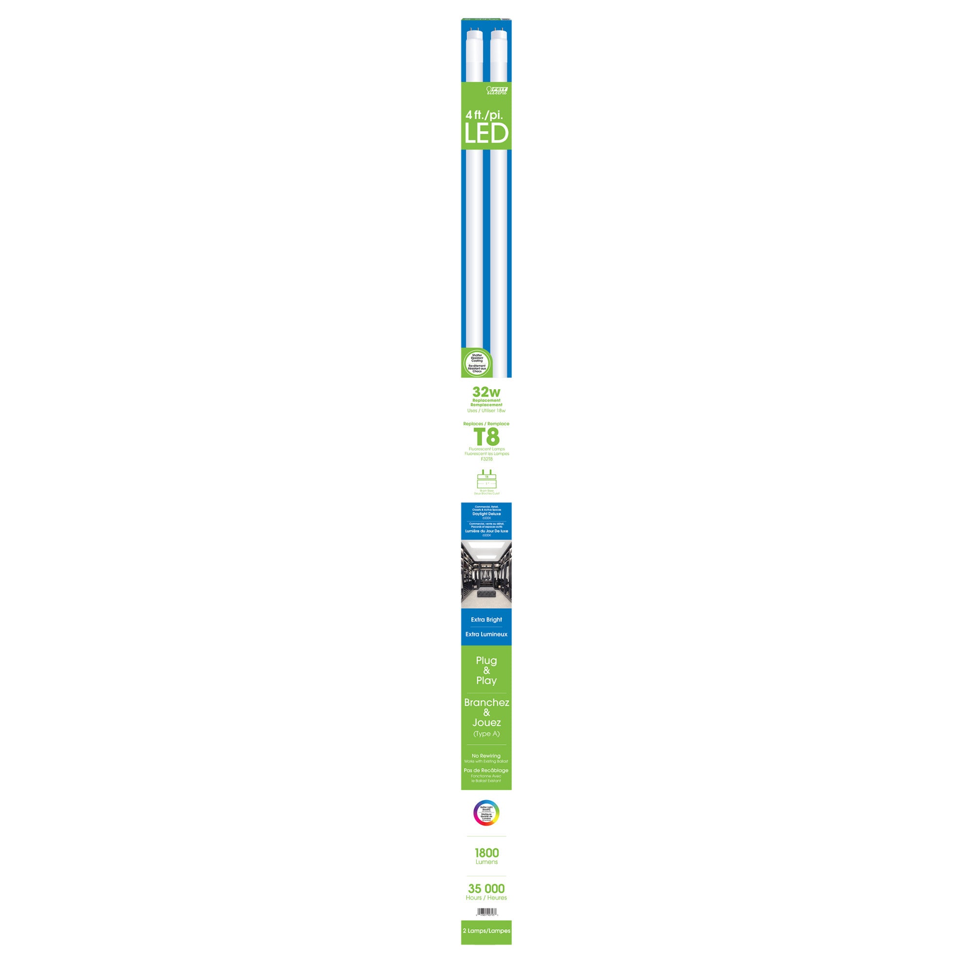 4 ft. 18W (32W Replacement) Daylight Deluxe (6500K) Direct Replacement