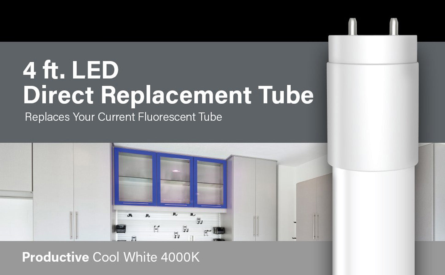 4 ft. 18W Cool White (4100K) T8 Direct Replacement (Type A) LED Light