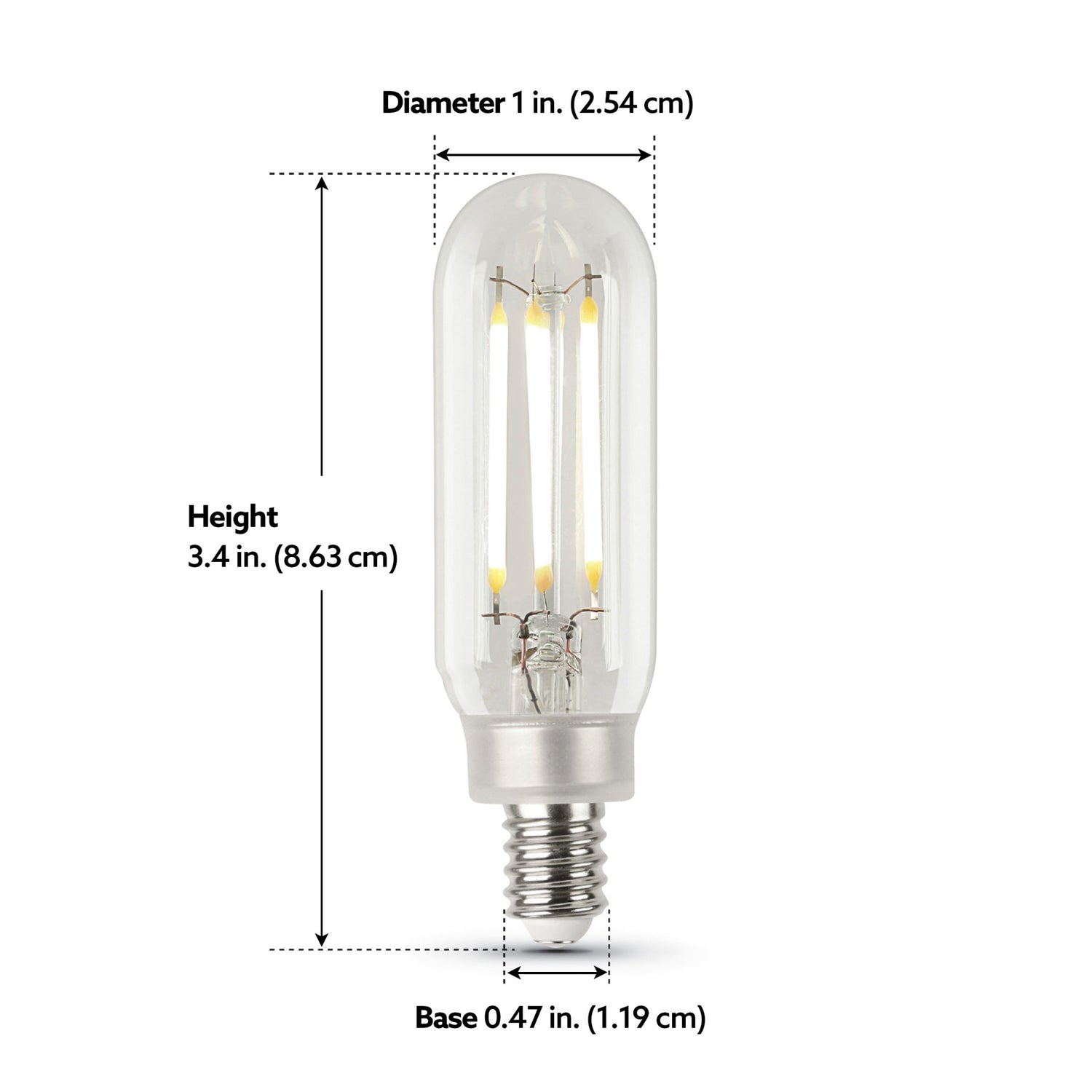 3.3W (40W Replacement) T8 E12 Dimmable Straight Filament Clear Glass Vintage Edison LED Light Bulb, Soft White