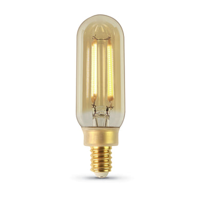 5W (40W Replacement) T8 E12 Dimmable Straight Filament Amber Glass Vintage Edison LED Light Bulb, Soft White