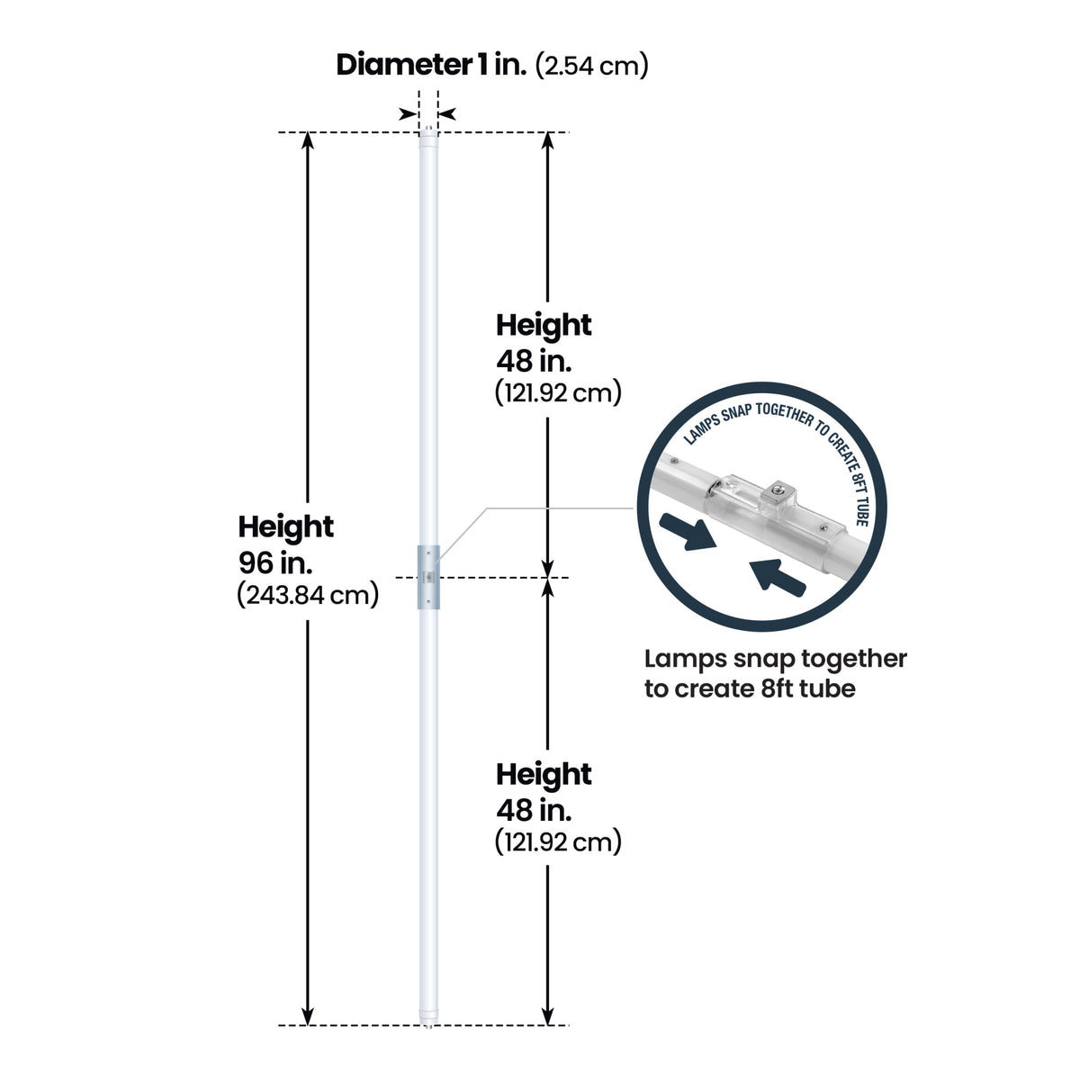 8 ft. 44W (75W Replacement) Cool White (4000K) FA8 Base T8/T12 Type A Ballast Compatible LED Tube