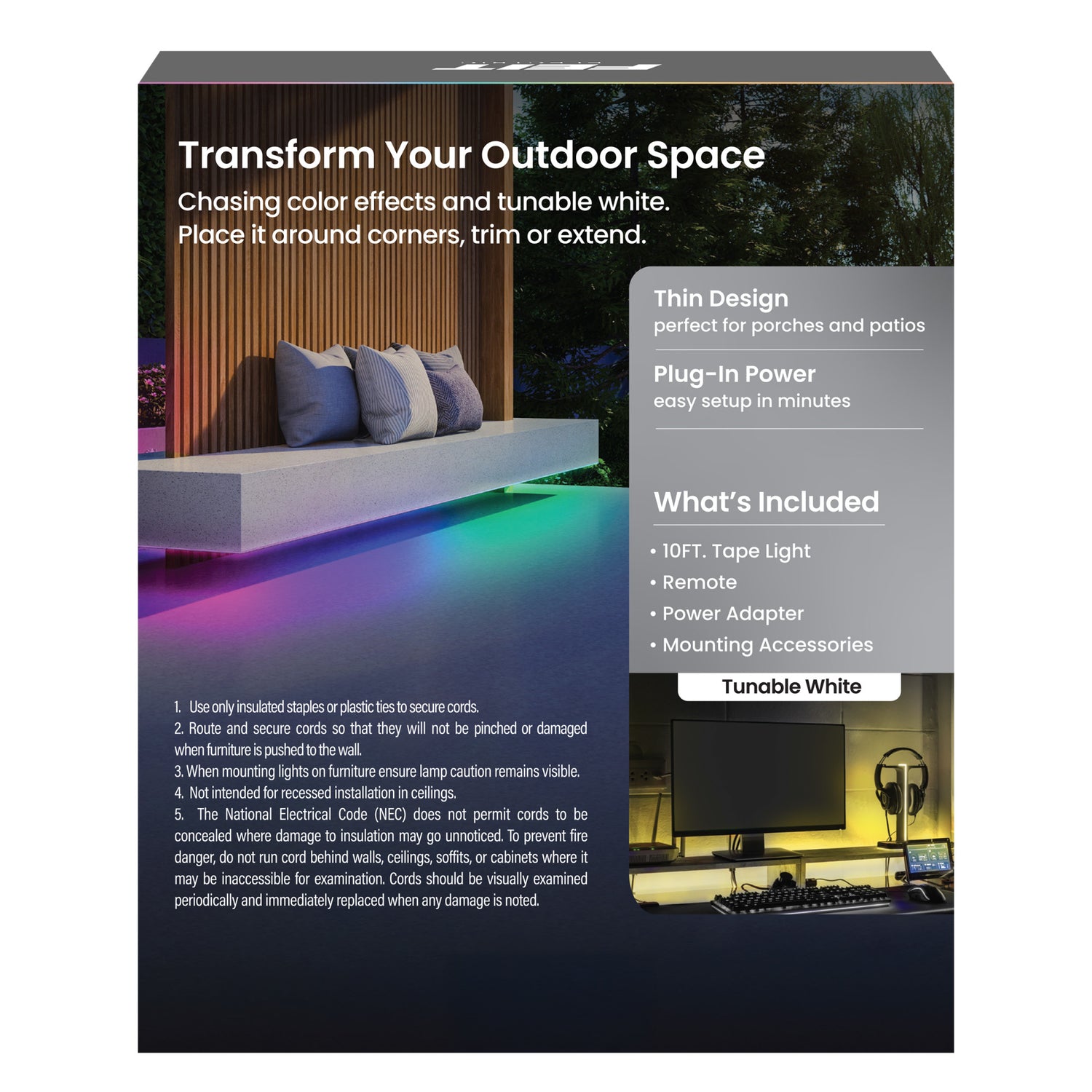 10 ft. LED Color Chasing and Tunable White Tape Light with Remote